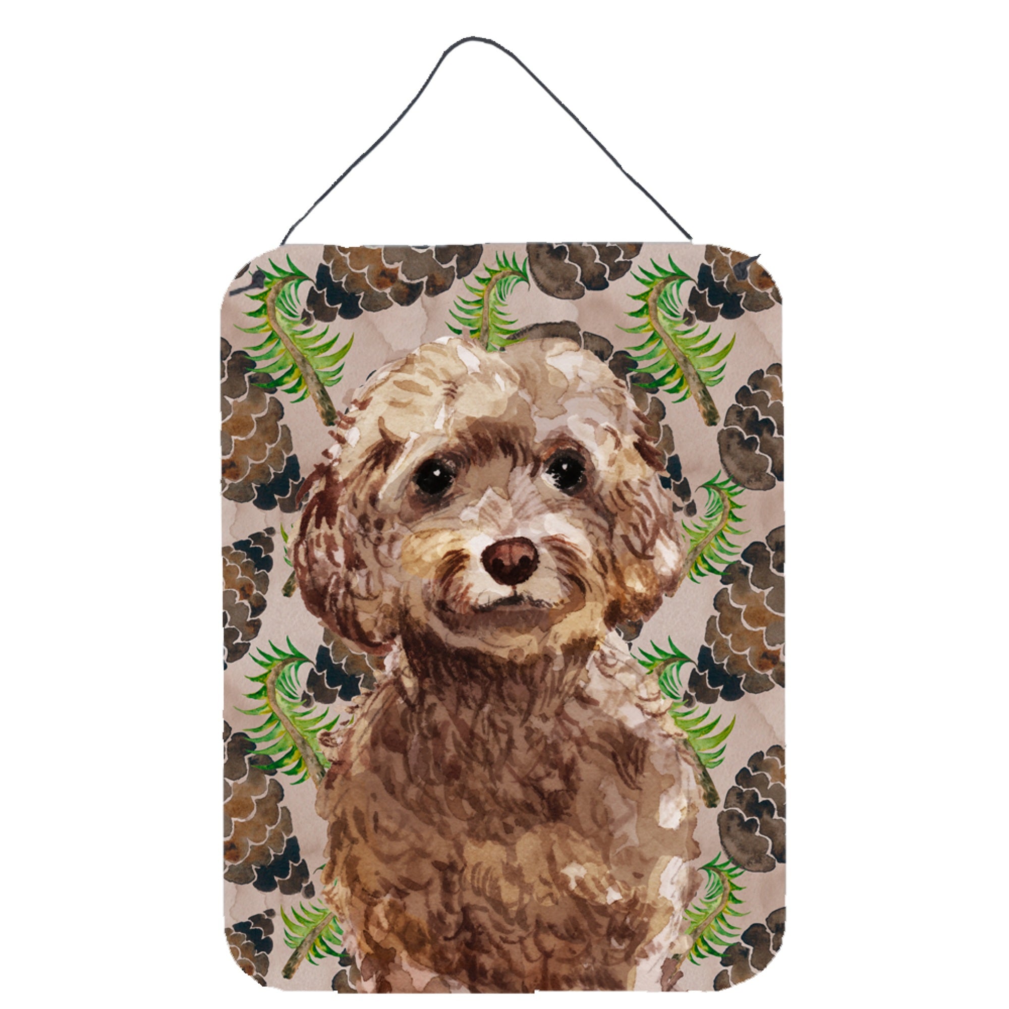 'Caroline'S Treasures Brown Cockapoo Pine Cones Metal Print, 16'''' X 12'''', Multicolor''