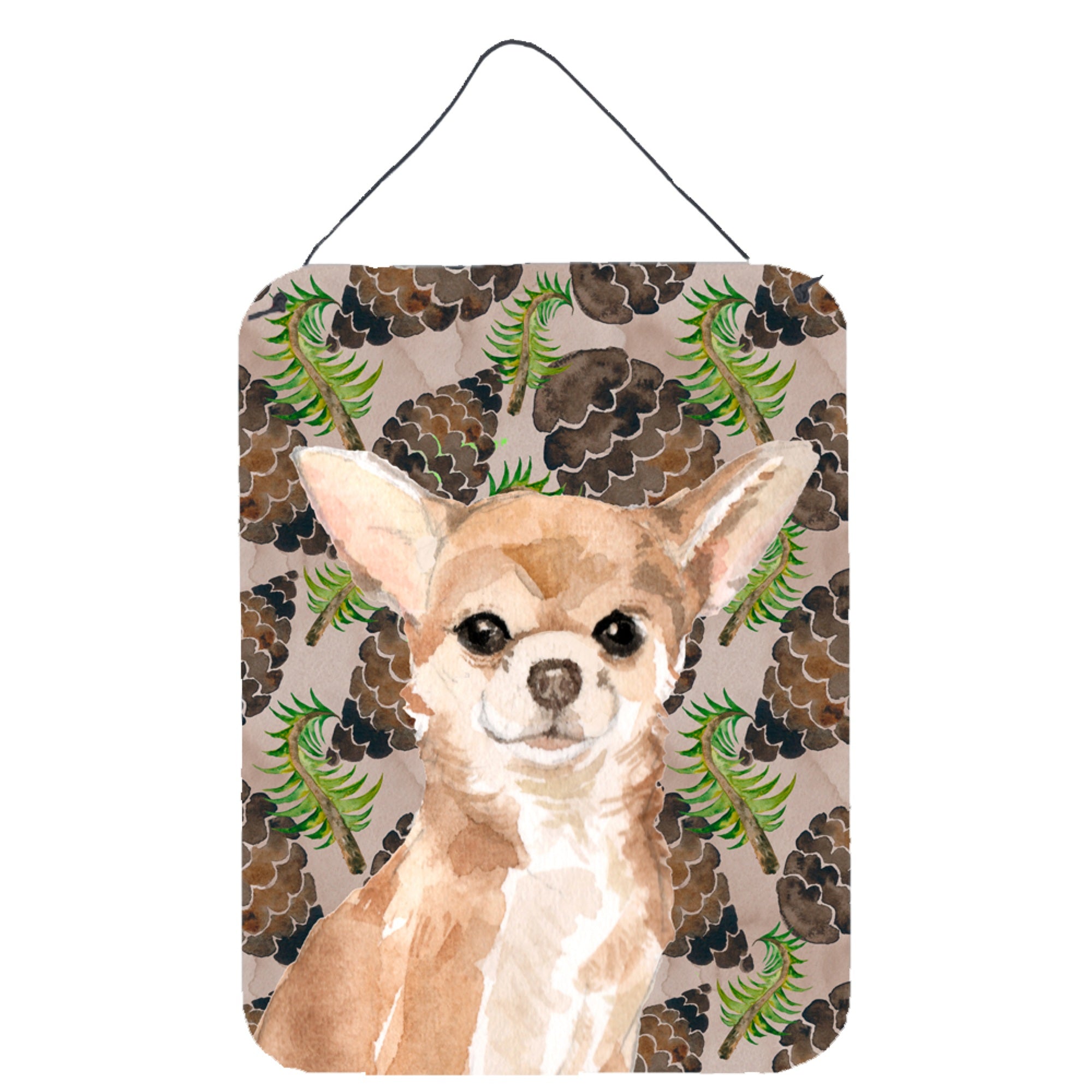 'Caroline'S Treasures Chihuahua Pine Cones Metal Print, 16'''' X 12'''', Multicolor''