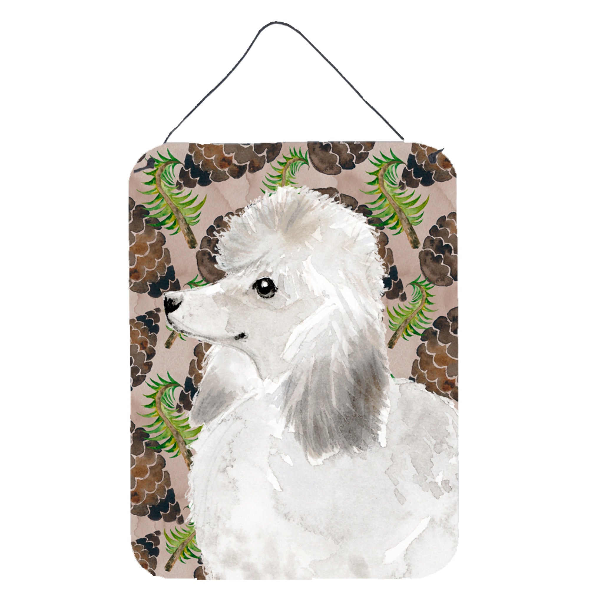 'Caroline'S Treasures White Standard Poodle Pine Cones Metal Print, 16'''' X 12'''', Multicolor''