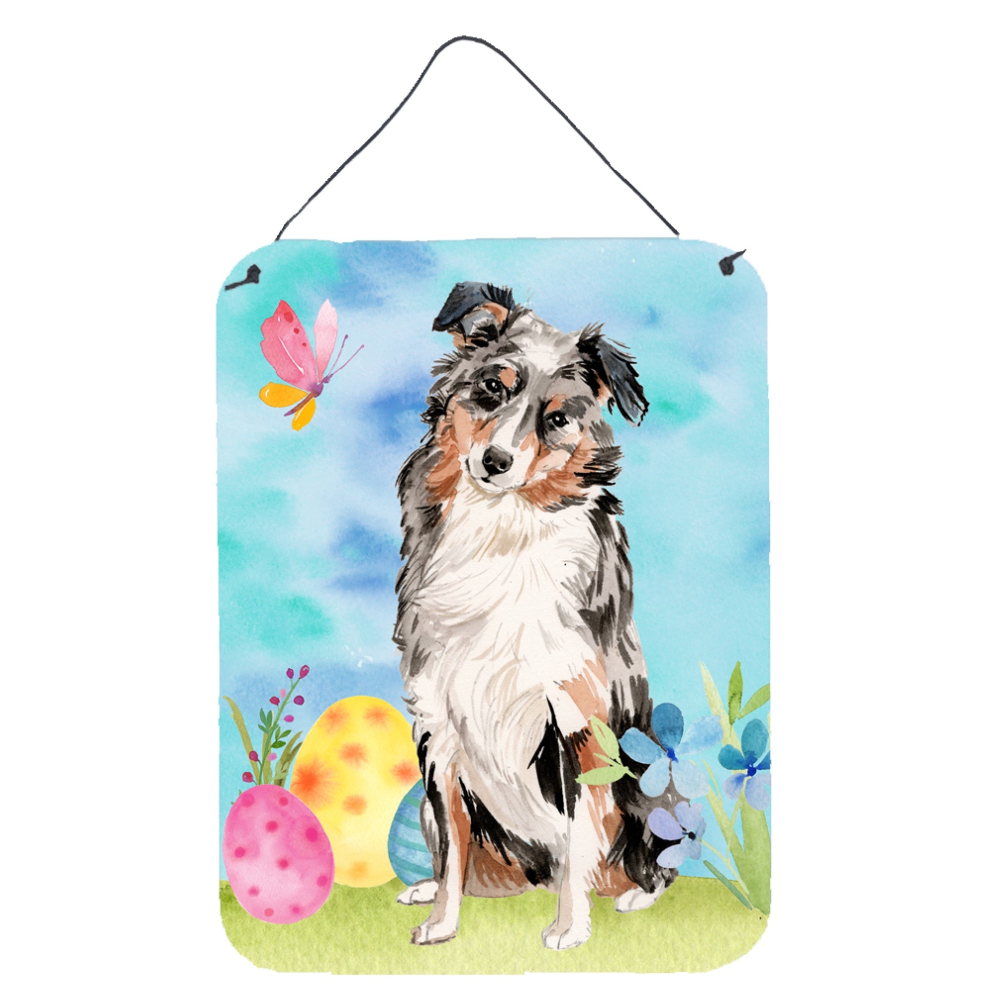 'Caroline'S Treasures Australian Shepherd Easter Metal Print, 16'''' X 12'''', Multicolor''
