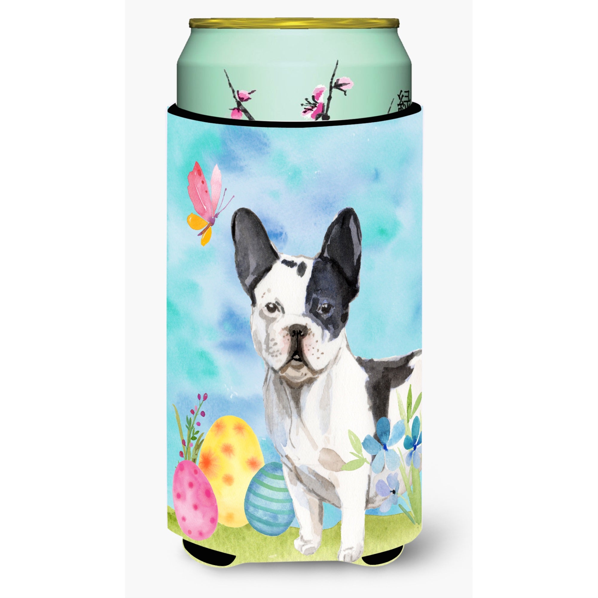 'Caroline'S Treasures Black White French Bulldog Easter Decorative Can Hugger, Tall, Multicolor''