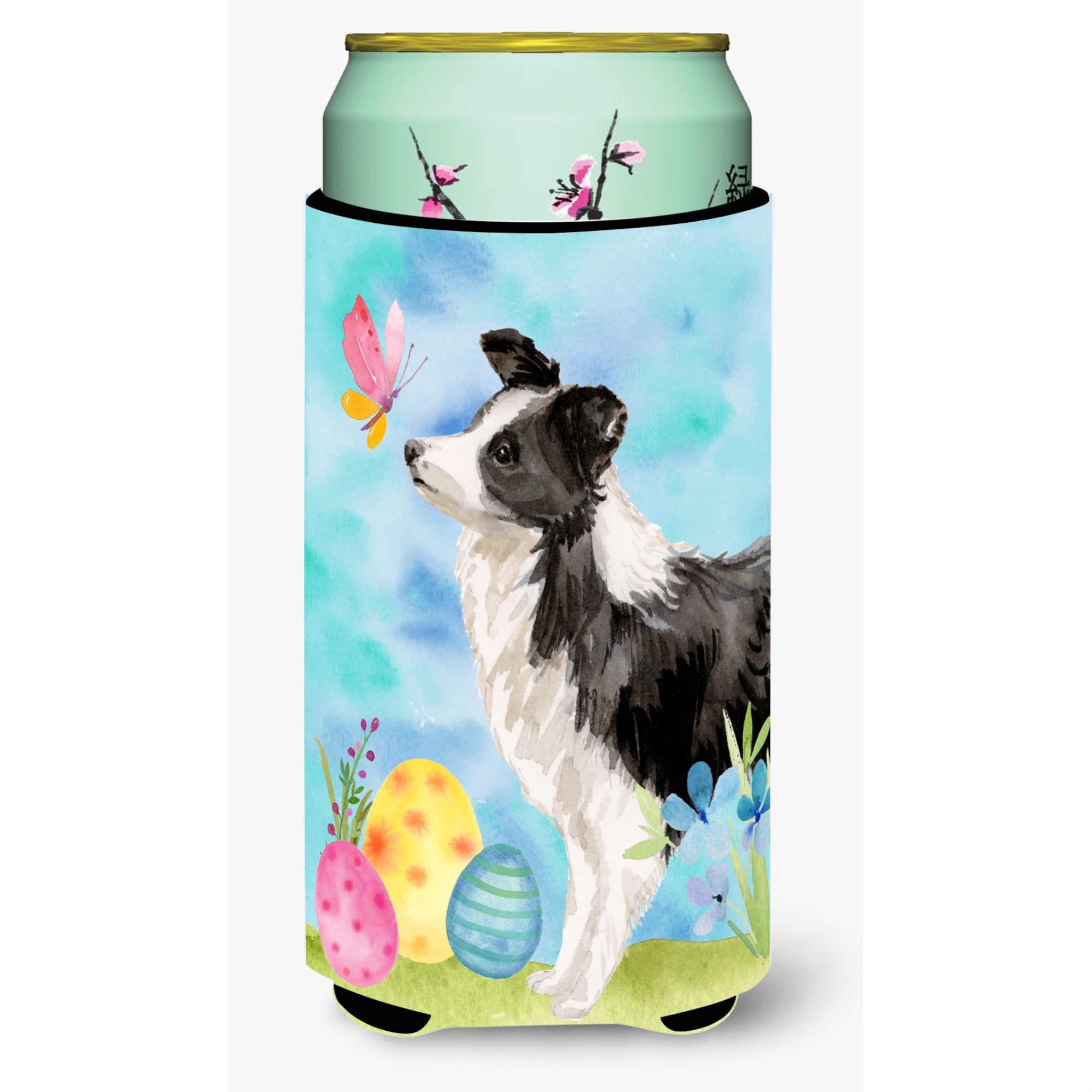 'Caroline'S Treasures Border Collie Easter Decorative Can Hugger, Tall, Multicolor''