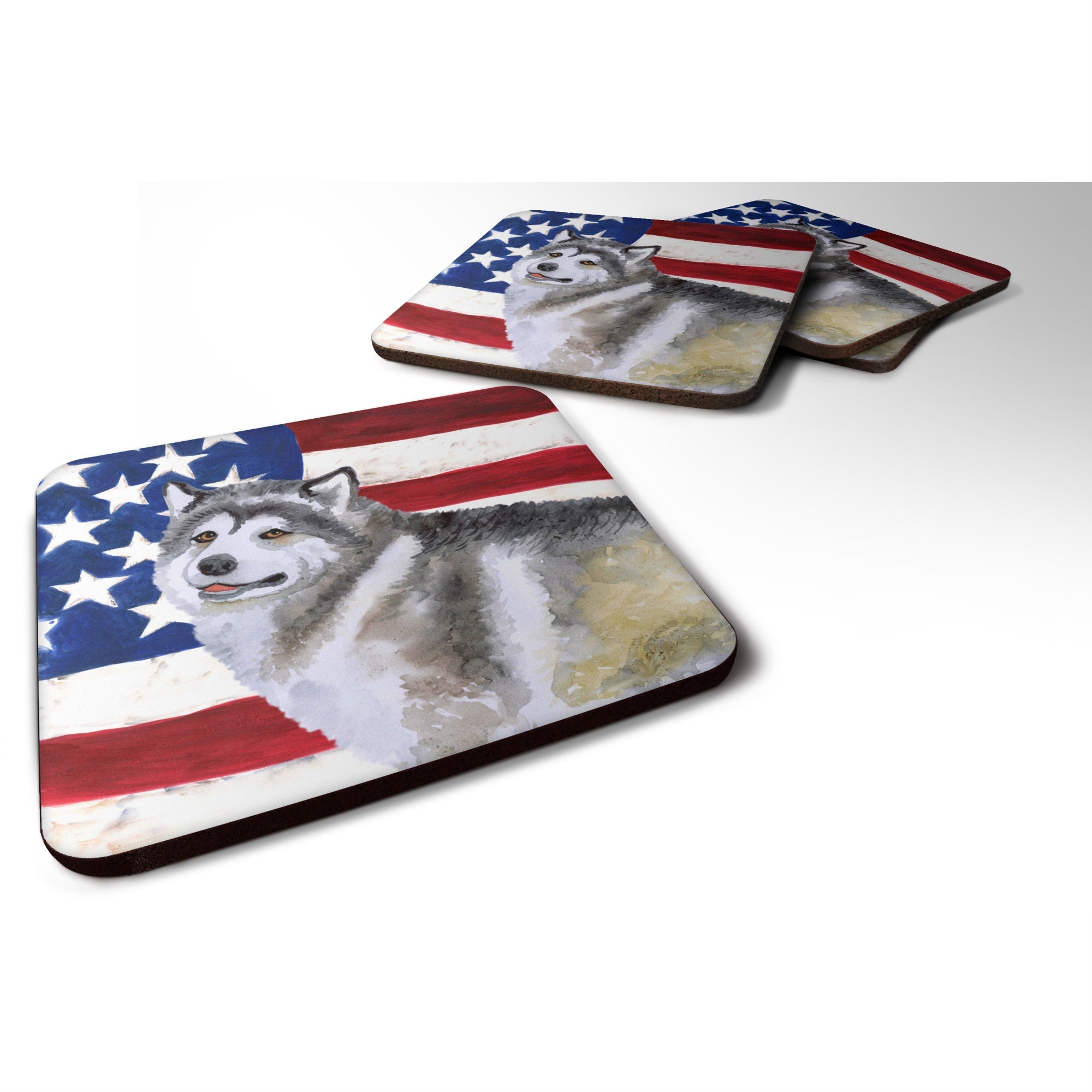 'Caroline'S Treasures Alaskan Malamute Patriotic Decorative Coasters, Multicolor''