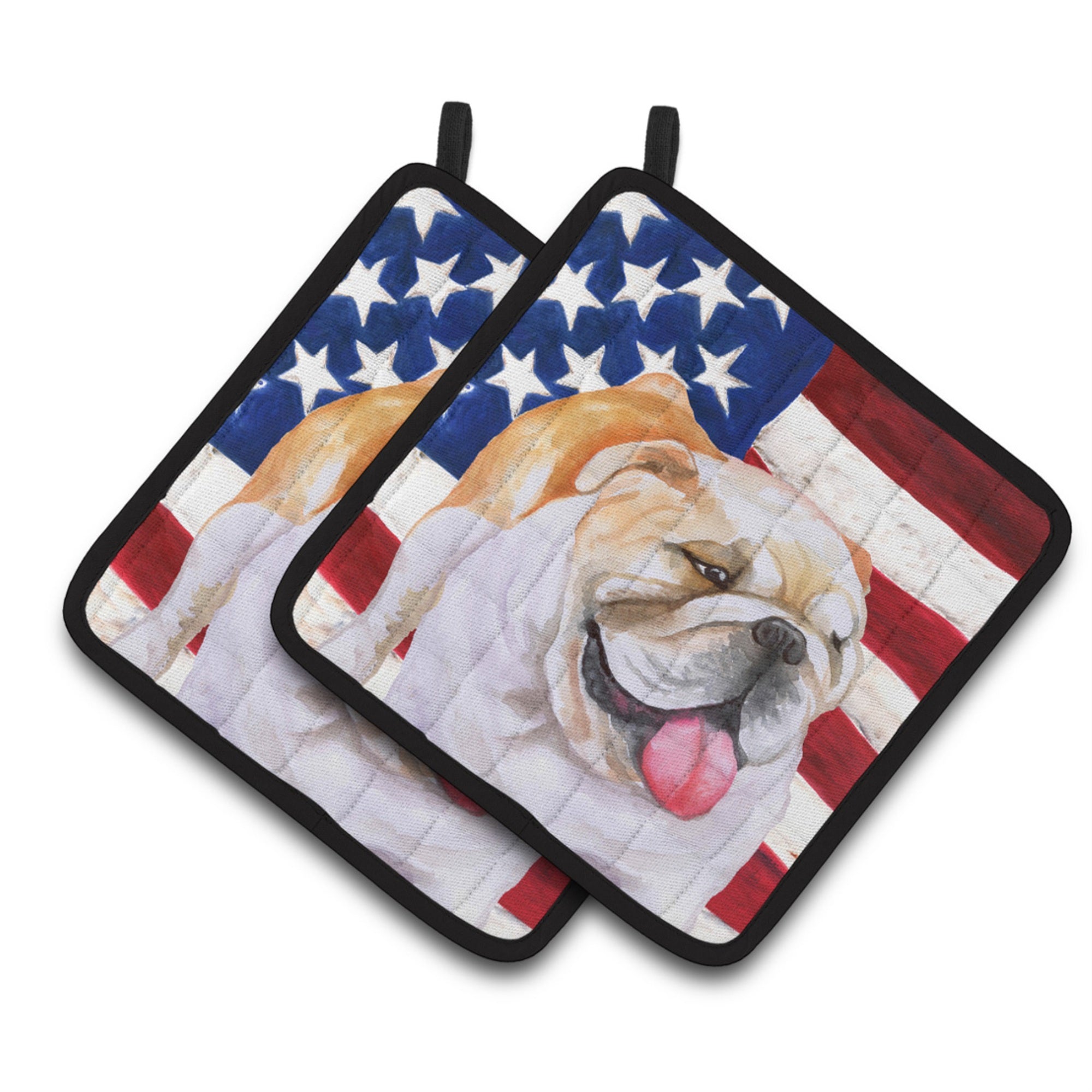'Caroline'S Treasures English Bulldog Patriotic Decorated Pot Holder, 7.5H X 7.5W, Usa American Flag''
