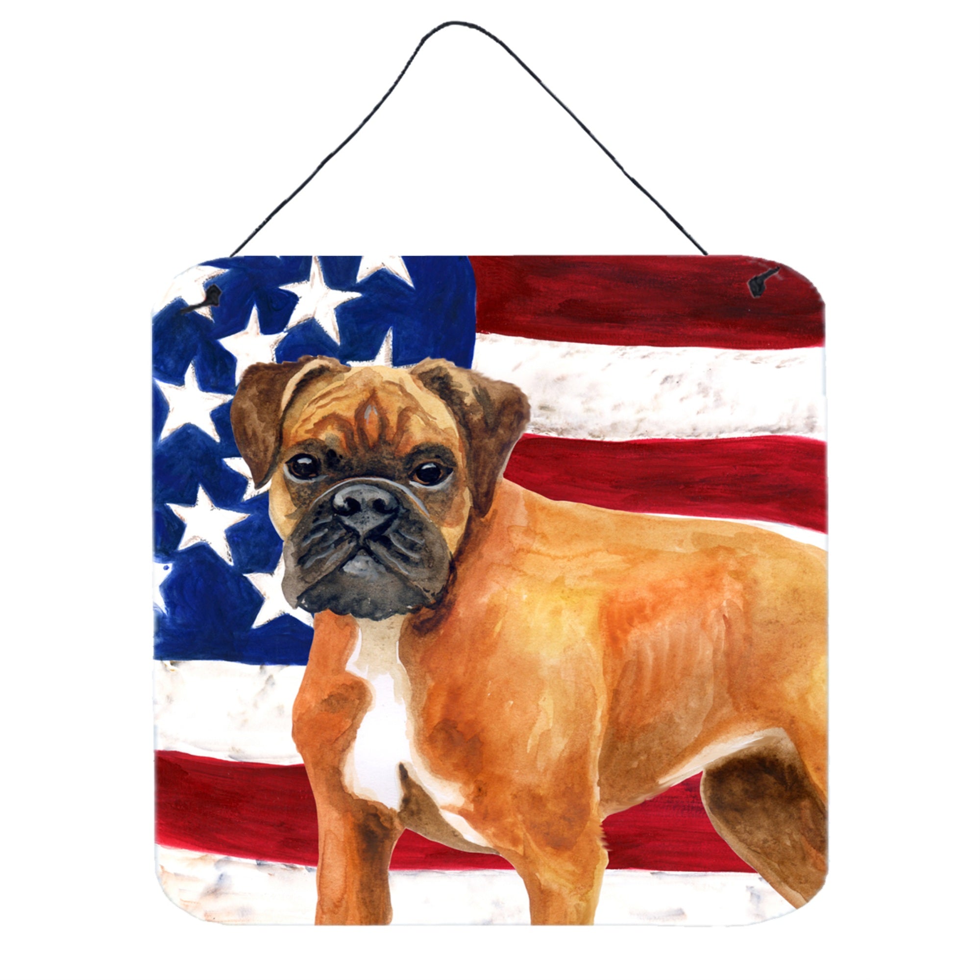 'Caroline'S Treasures German Boxer Patriotic Metal Print, 6H X 6W, Usa American Flag''