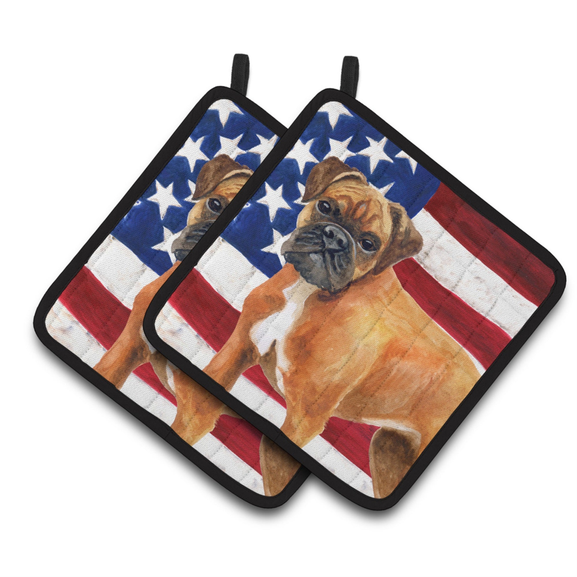 'Caroline'S Treasures German Boxer Patriotic Decorated Pot Holder, 7.5H X 7.5W, Usa American Flag''