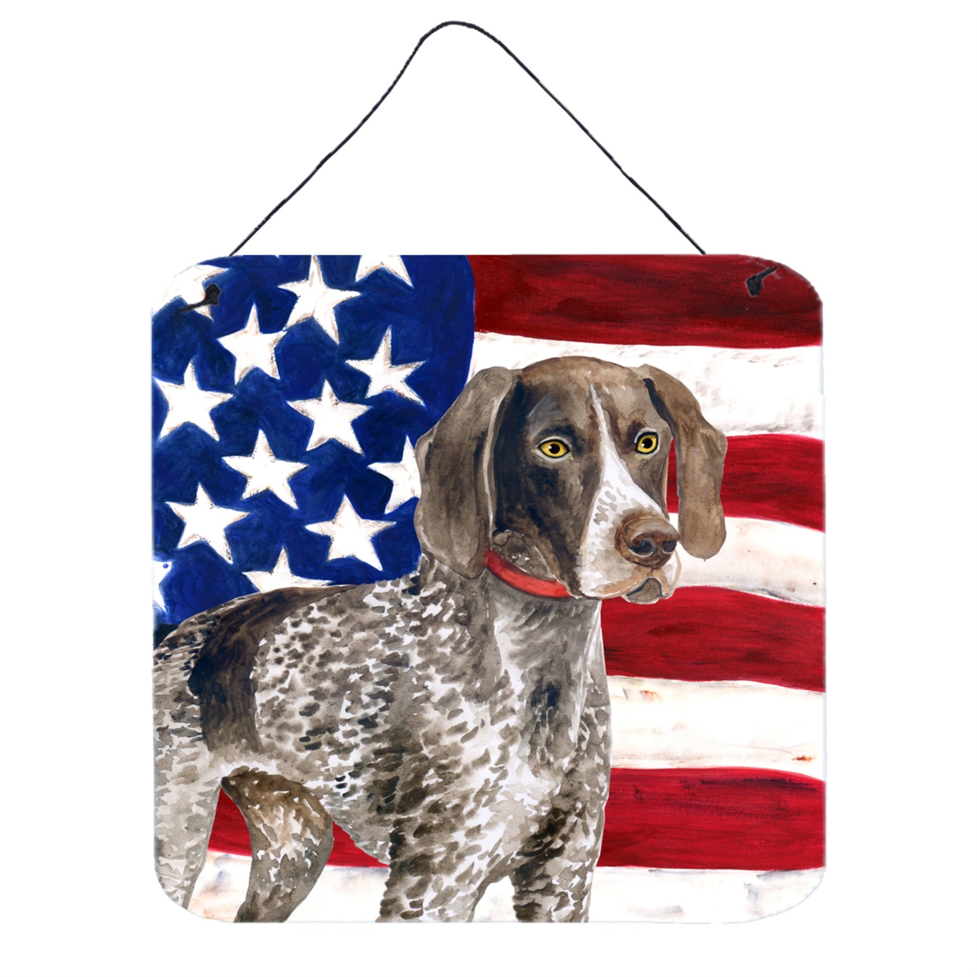 'Caroline'S Treasures German Shorthaired Pointer Patriotic Metal Print, 6H X 6W, Usa American Flag''