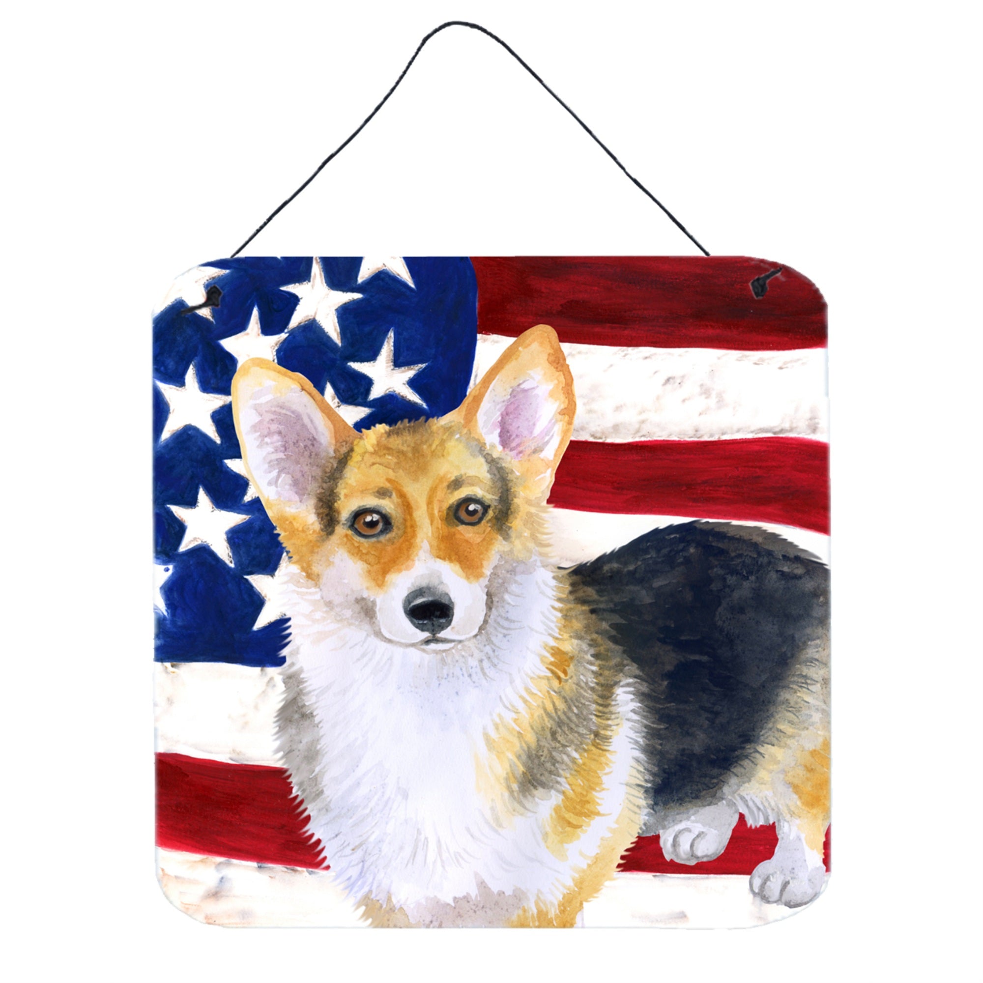 'Caroline'S Treasures Pembroke Corgi Patriotic Metal Print, 6H X 6W, Usa American Flag''