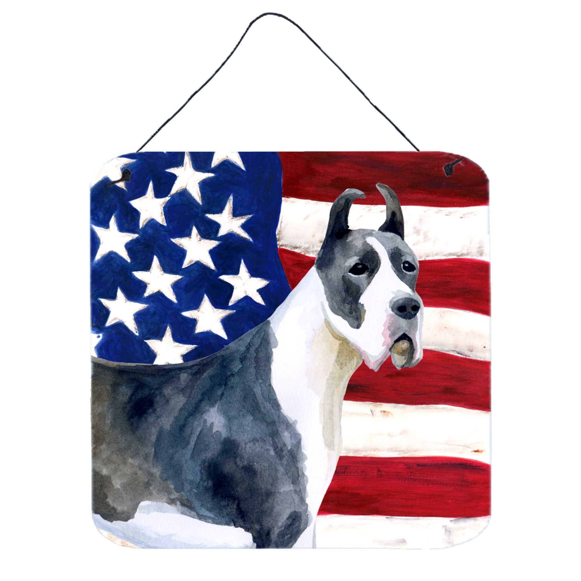 'Caroline'S Treasures Harlequin Dane Patriotic Metal Print, 6H X 6W, Usa American Flag''