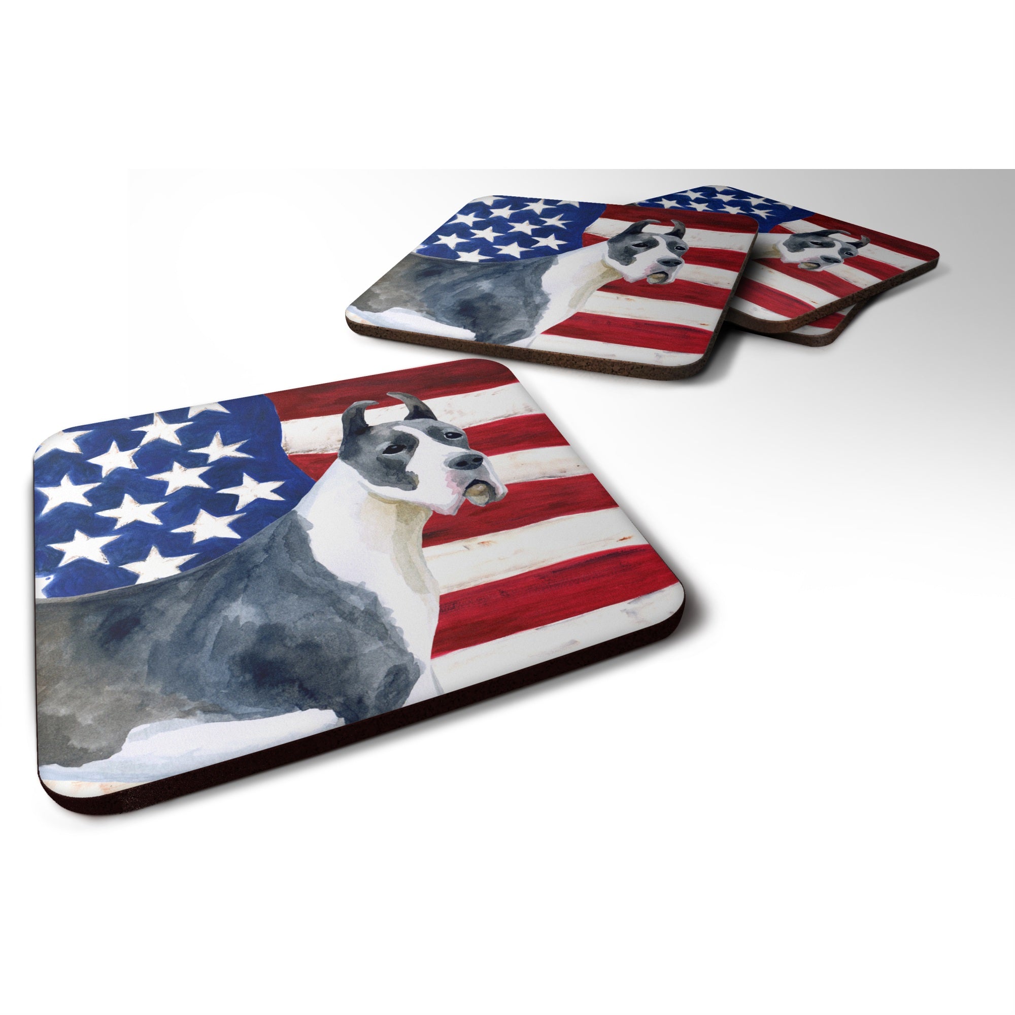 'Caroline'S Treasures Harlequin Dane Patriotic Decorative Coasters, Multicolor''
