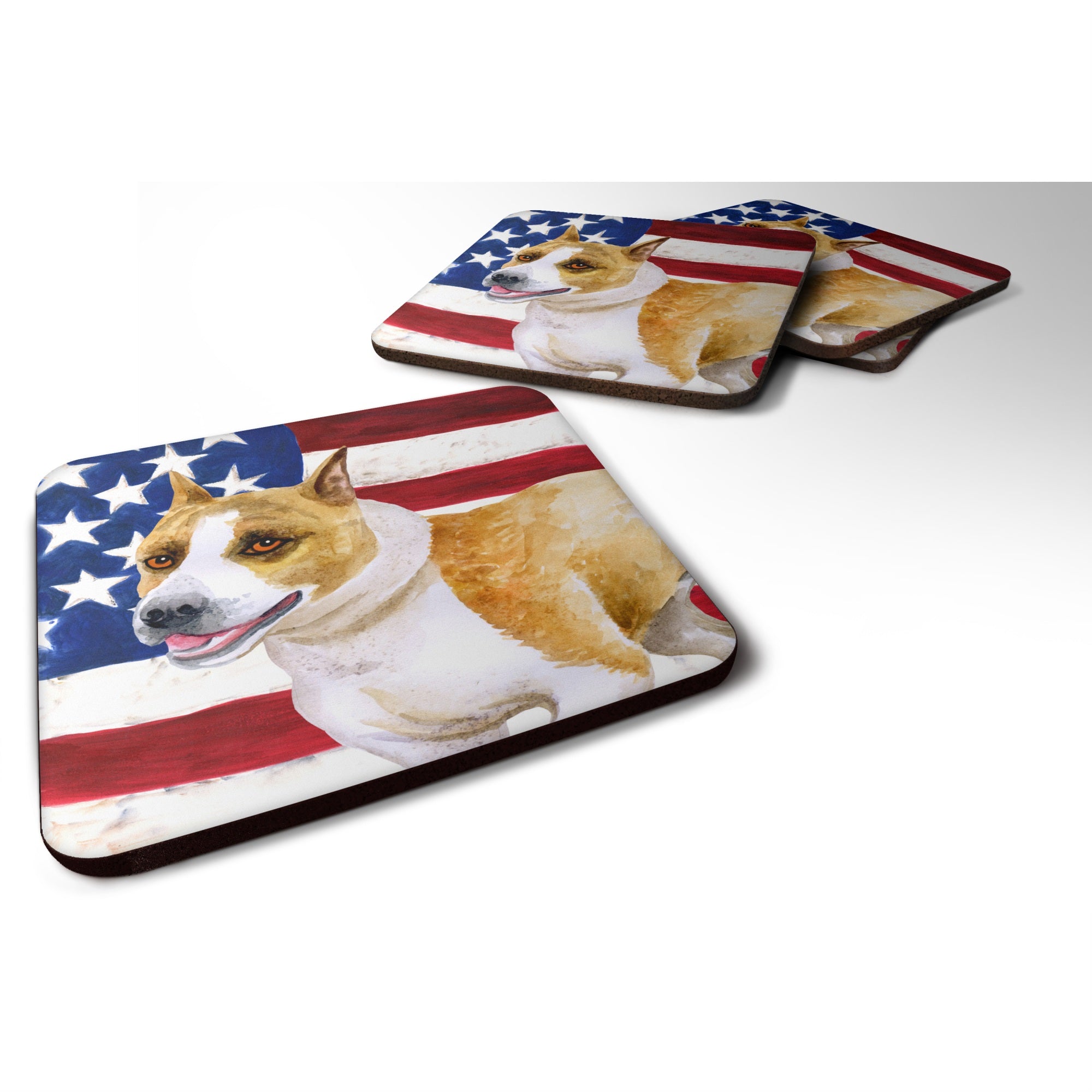 'Caroline'S Treasures American Staffordshire Patriotic Decorative Coasters, Multicolor''
