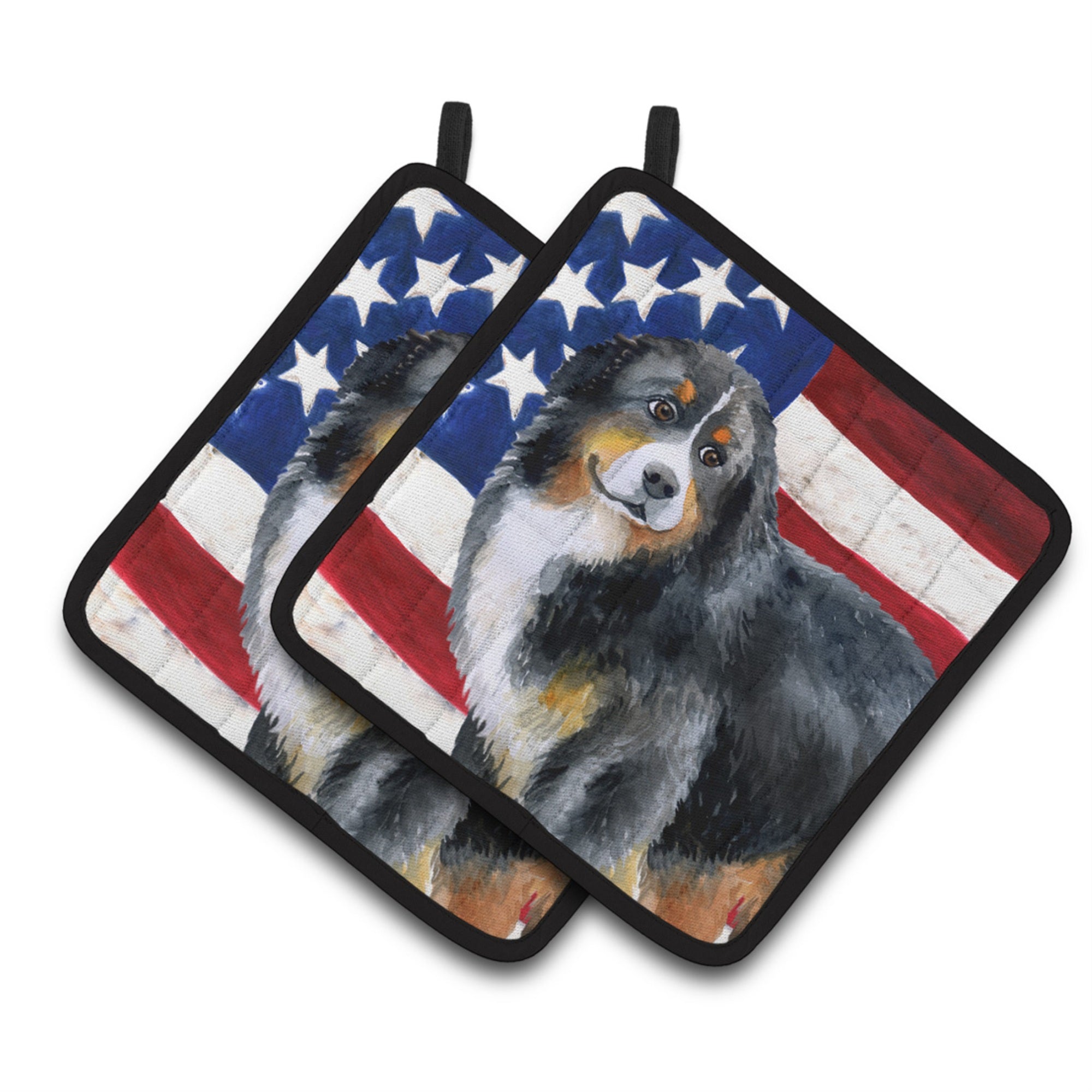 'Caroline'S Treasures Bernese Mountain Dog Patriotic Decorated Pot Holder, 7.5H X 7.5W, Usa American Flag''