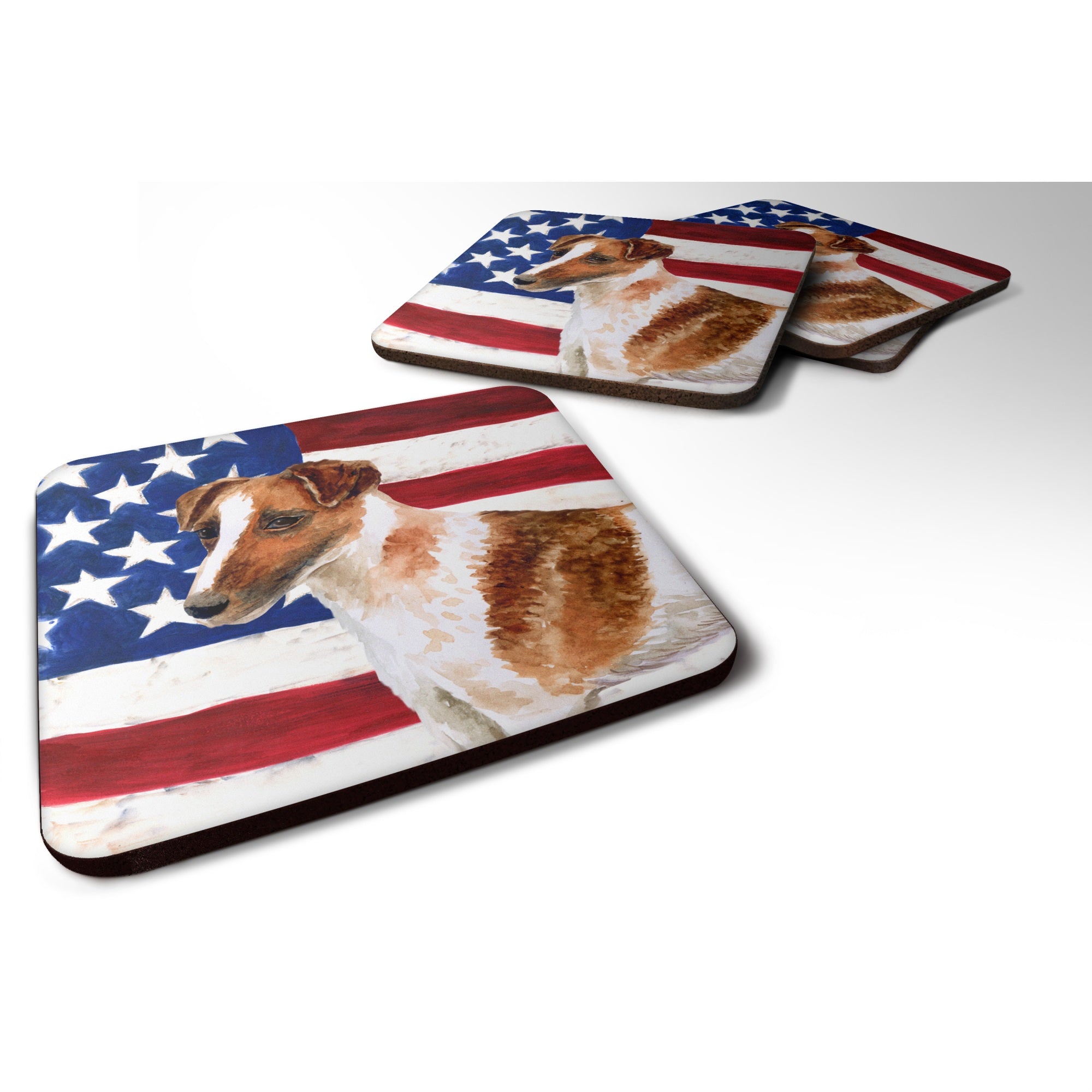 'Caroline'S Treasures Smooth Fox Terrier Patriotic Decorative Coasters, Multicolor''