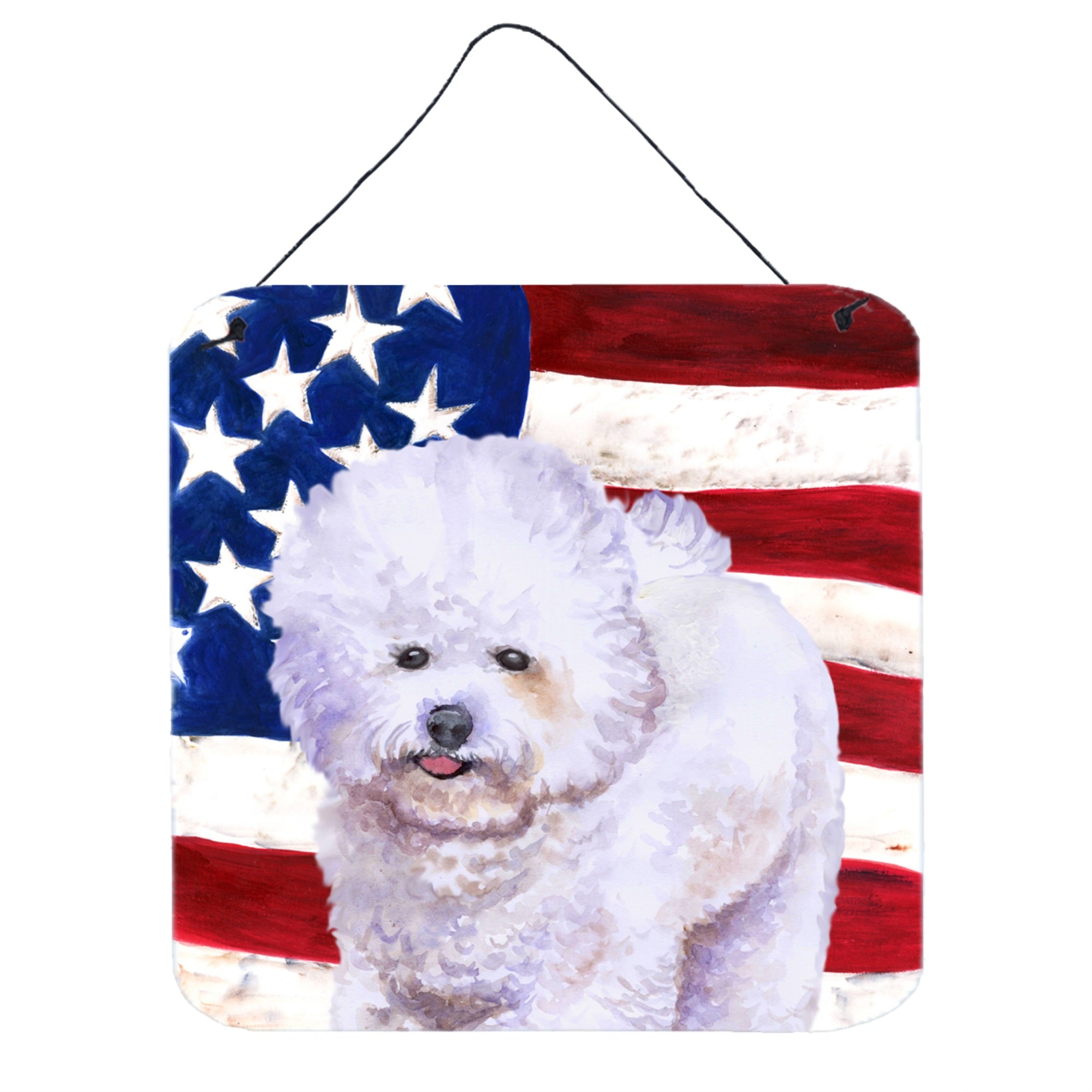 'Caroline'S Treasures Bichon Frise Patriotic Metal Print, 6H X 6W, Usa American Flag''