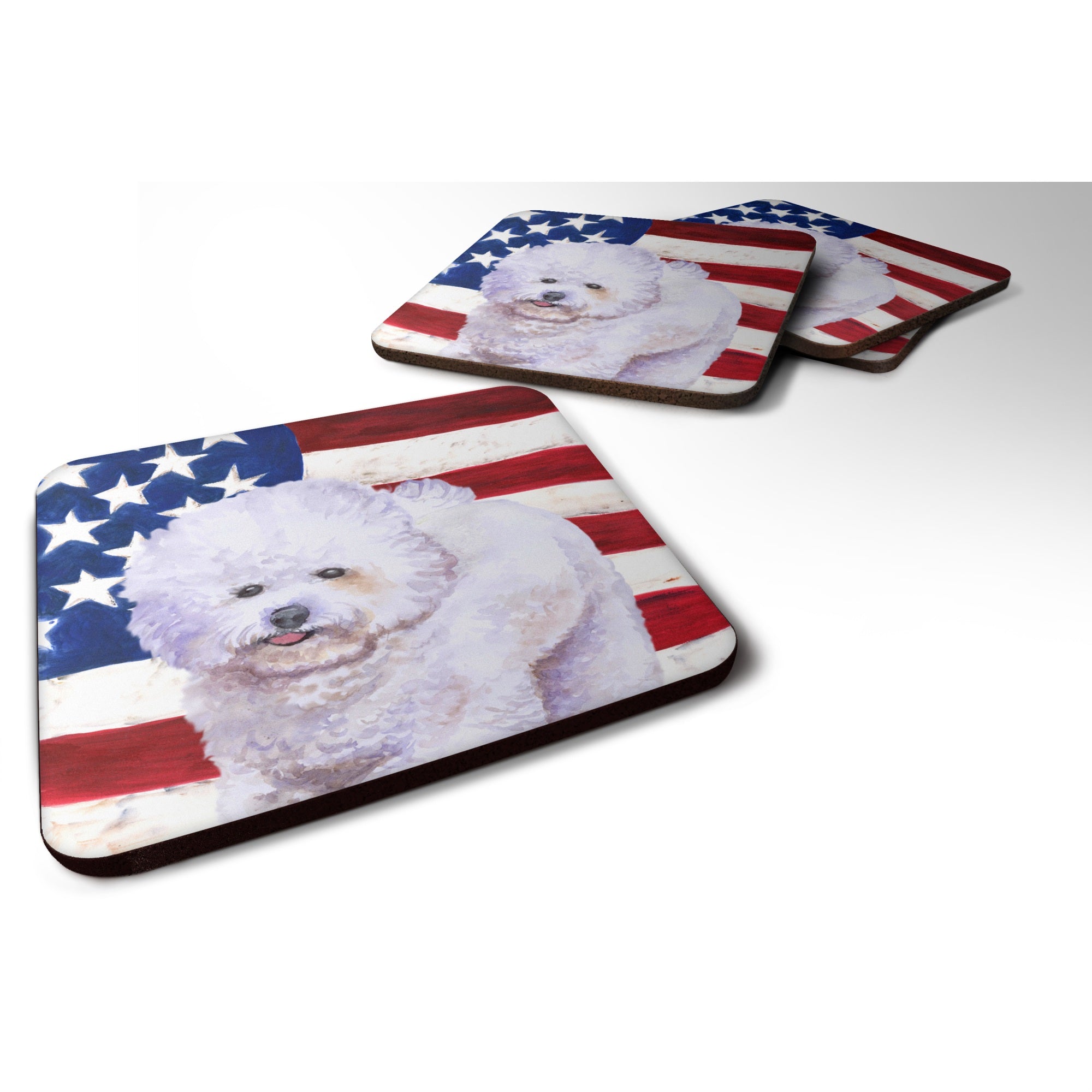 'Caroline'S Treasures Bichon Frise Patriotic Decorative Coasters, Multicolor''