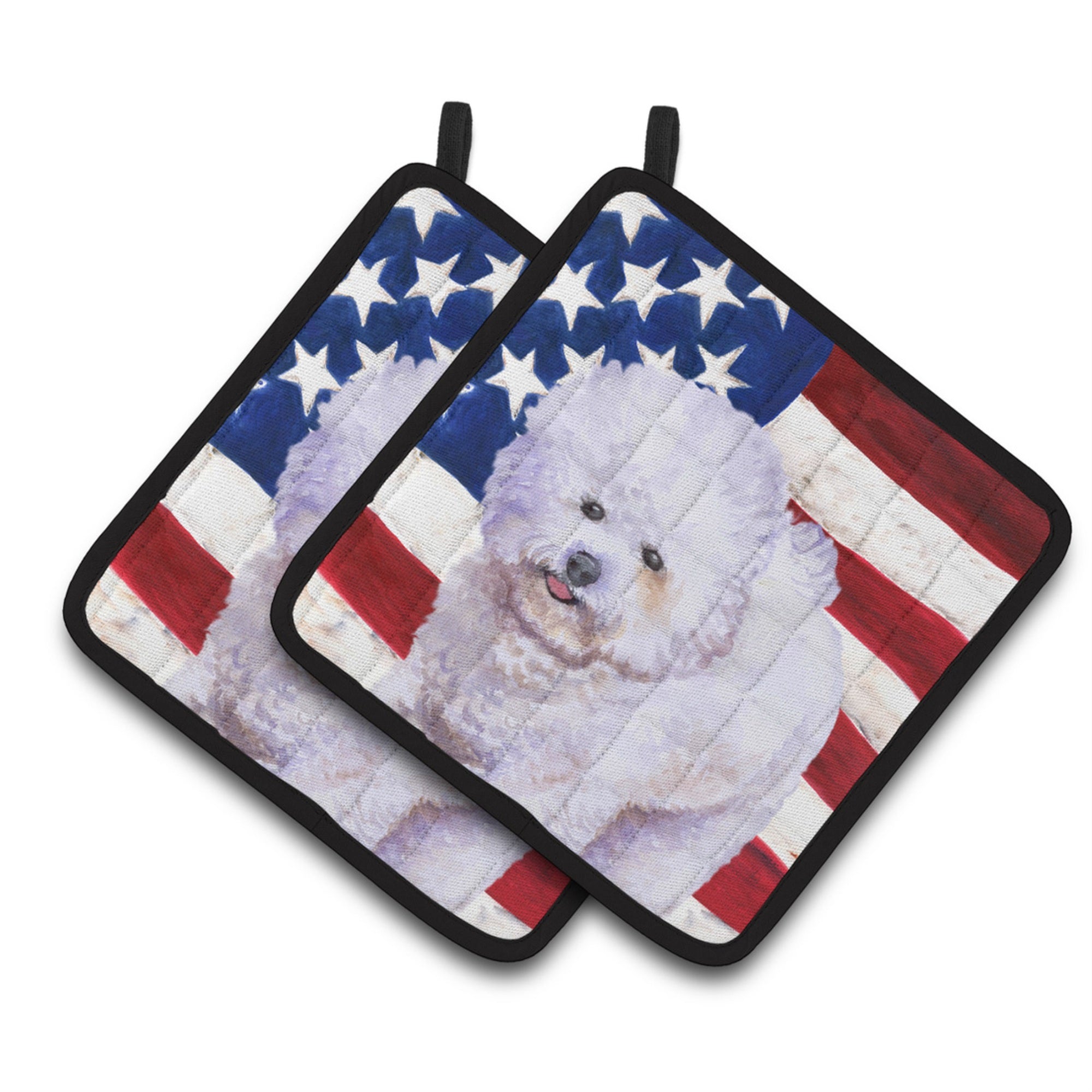 'Caroline'S Treasures Bichon Frise Patriotic Decorated Pot Holder, 7.5H X 7.5W, Usa American Flag''