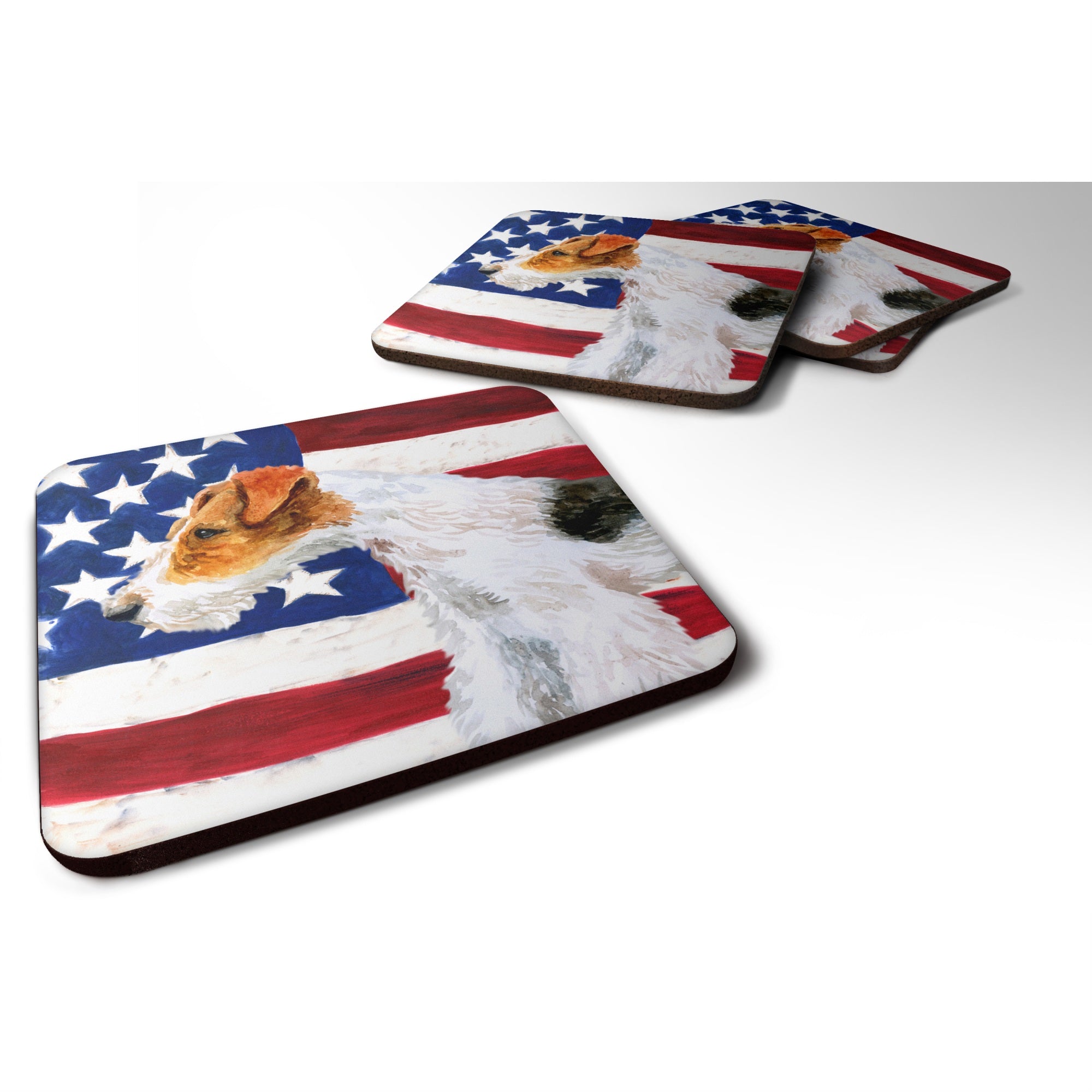 'Caroline'S Treasures Fox Terrier Patriotic Decorative Coasters, Multicolor''