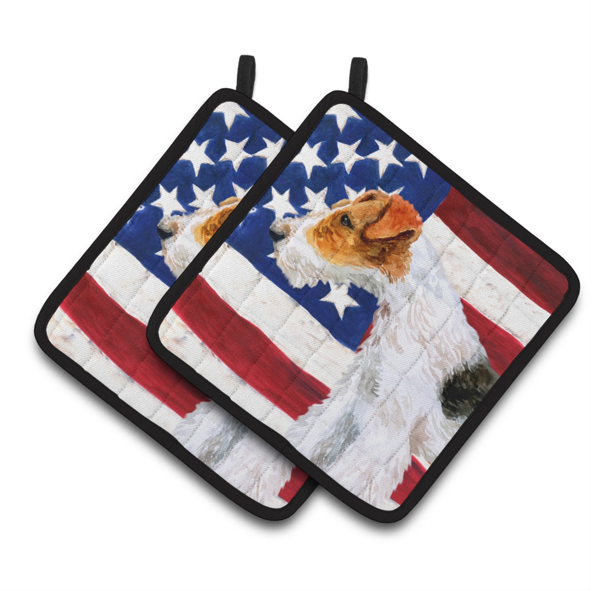 'Caroline'S Treasures Fox Terrier Patriotic Decorated Pot Holder, 7.5H X 7.5W, Usa American Flag''