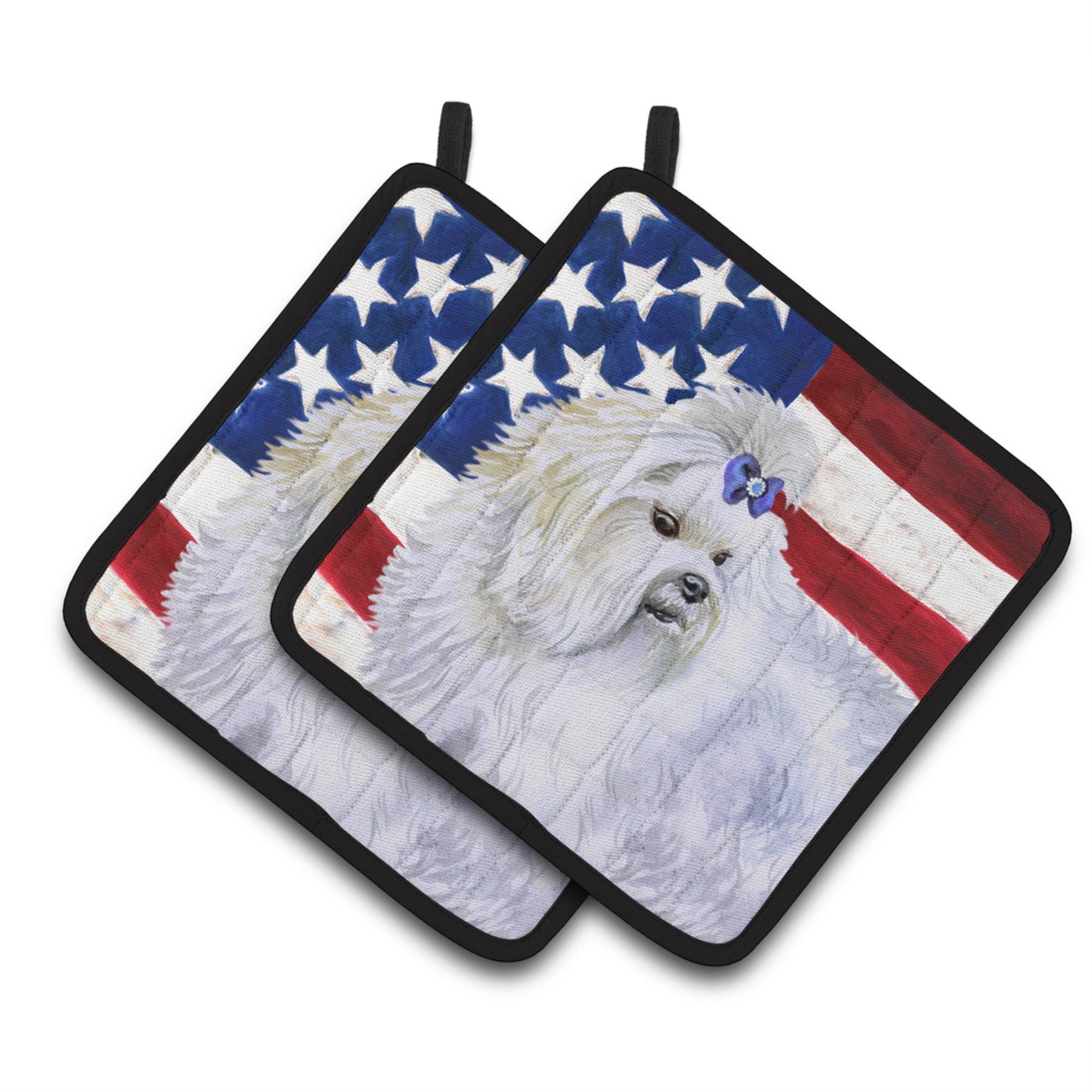 'Caroline'S Treasures Maltese Patriotic Decorated Pot Holder, 7.5H X 7.5W, Usa American Flag''