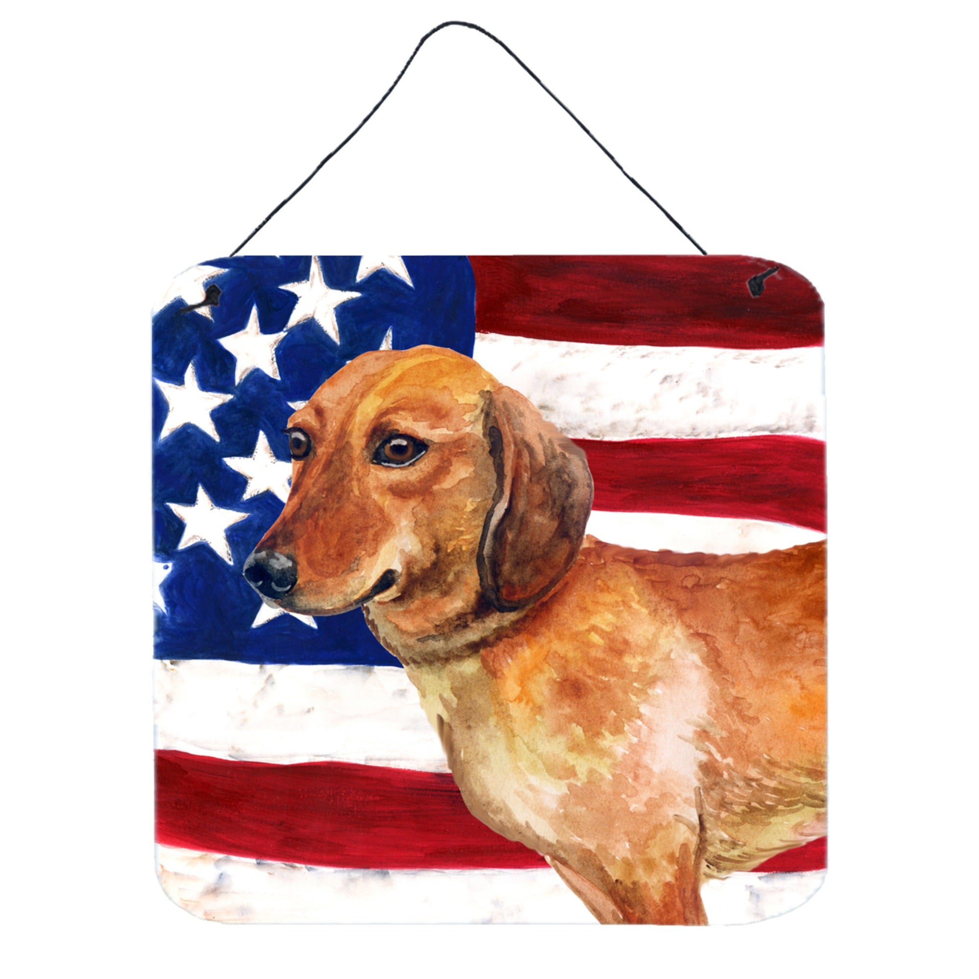 'Caroline'S Treasures Dachshund Patriotic Metal Print, 6H X 6W, Usa American Flag''