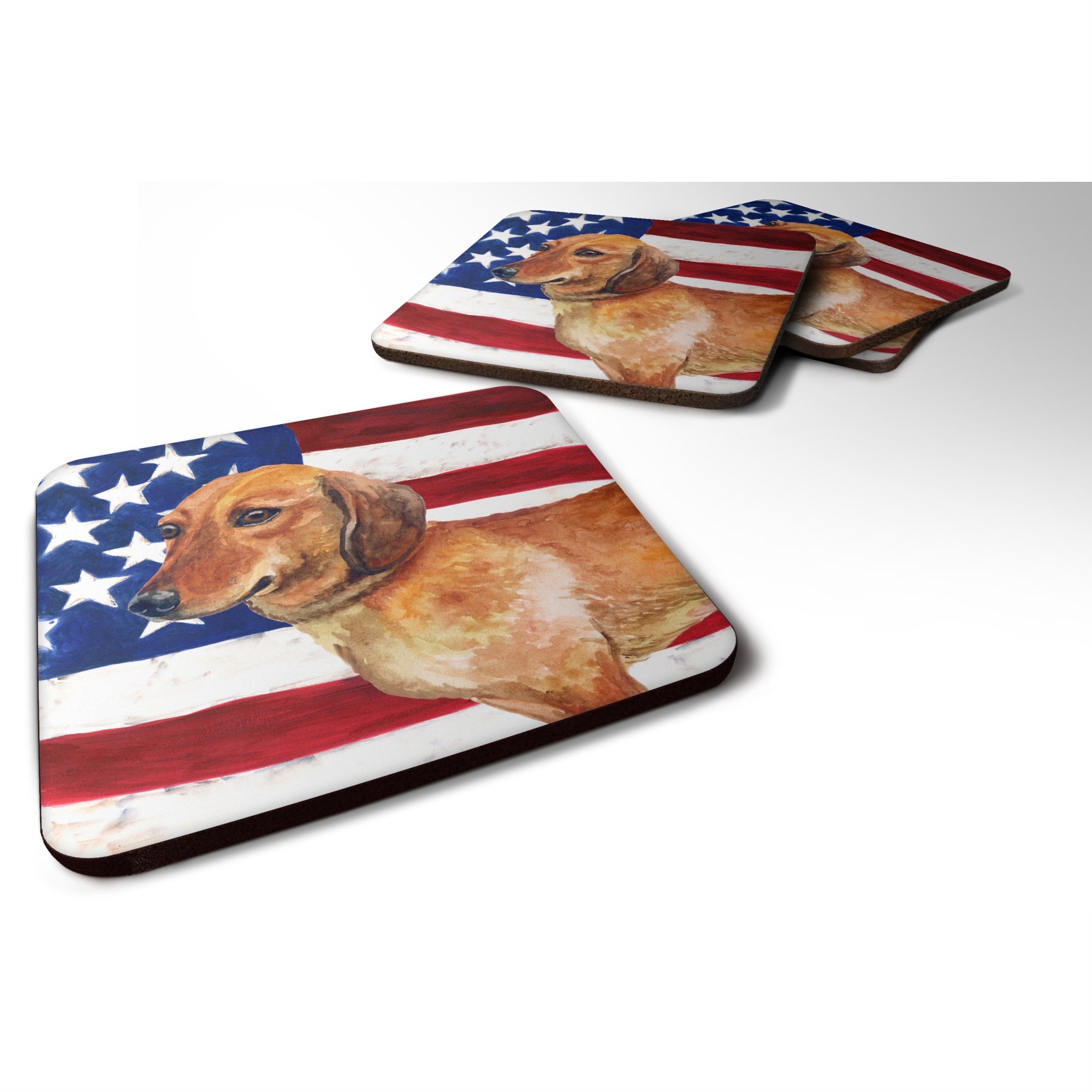 'Caroline'S Treasures Dachshund Patriotic Decorative Coasters, Multicolor''