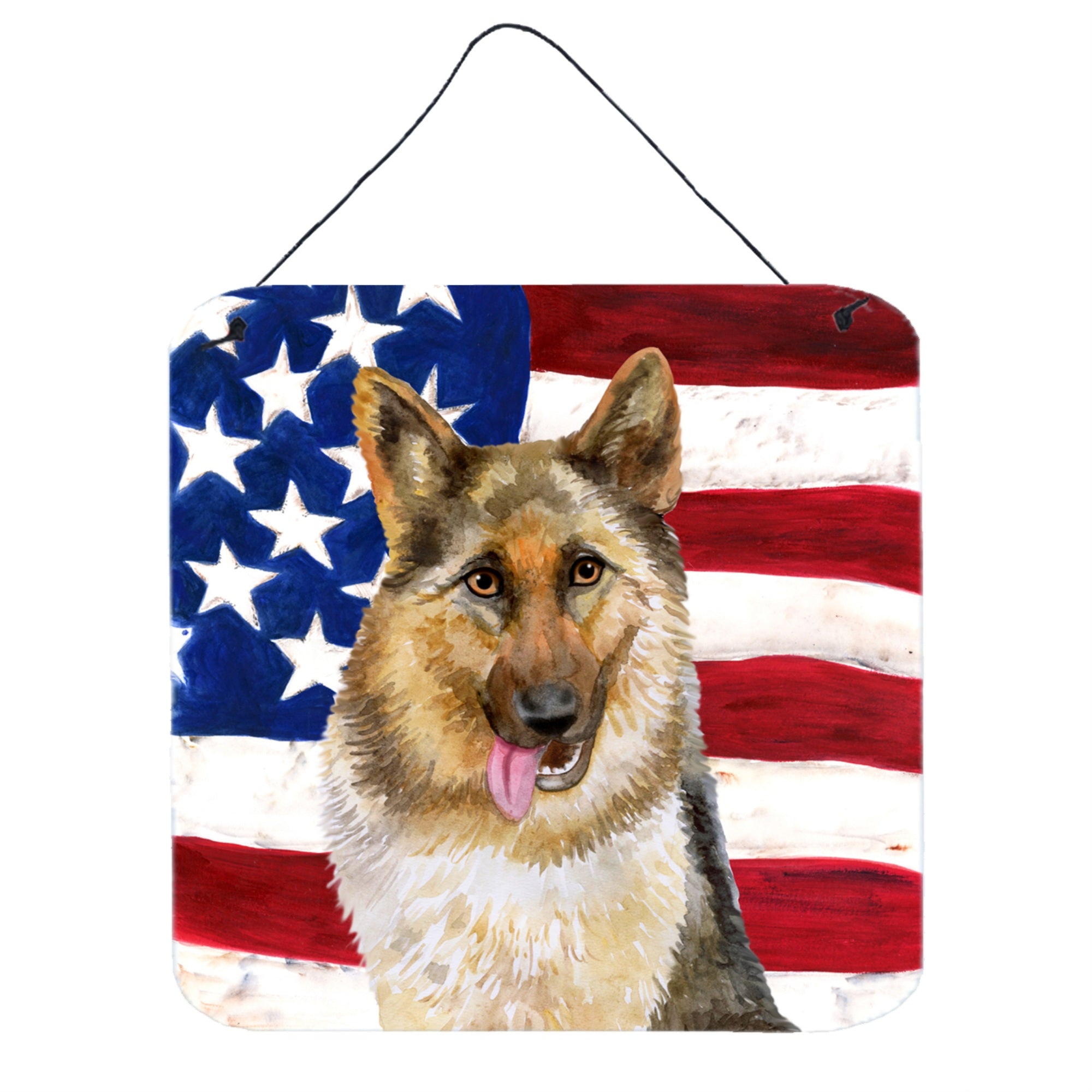 'Caroline'S Treasures German Shepherd Patriotic Metal Print, 6H X 6W, Usa American Flag''