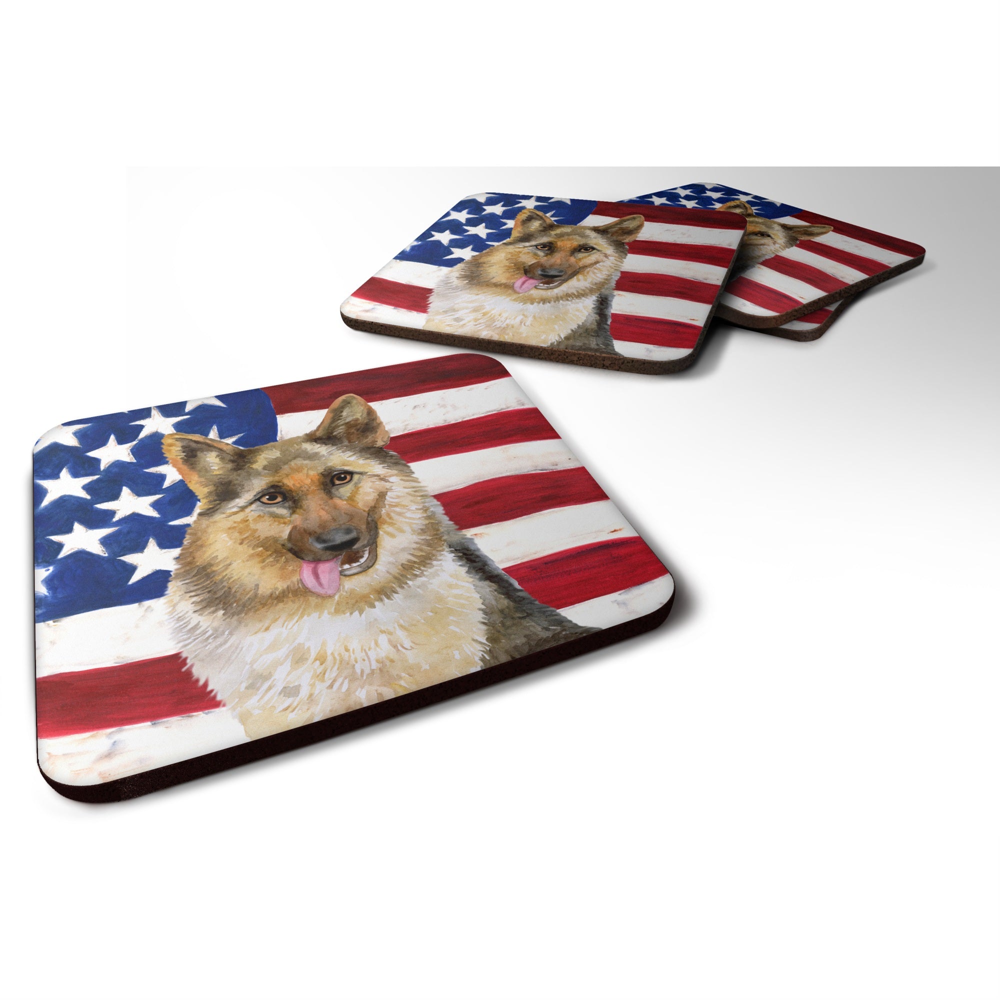'Caroline'S Treasures German Shepherd Patriotic Decorative Coasters, Multicolor''