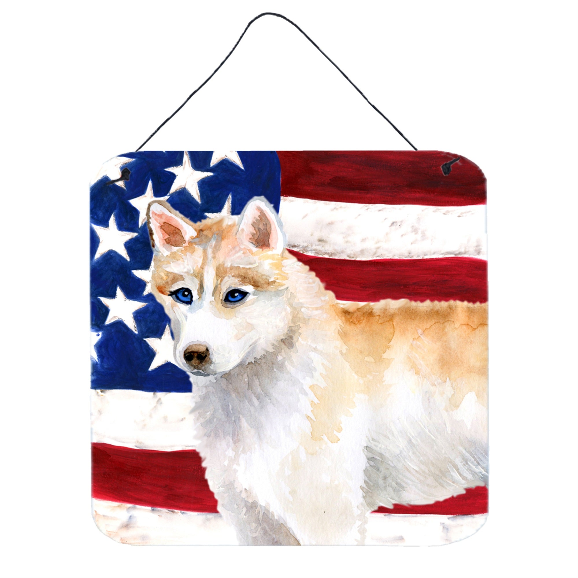 'Caroline'S Treasures Siberian Husky Patriotic Metal Print, 6H X 6W, Usa American Flag''