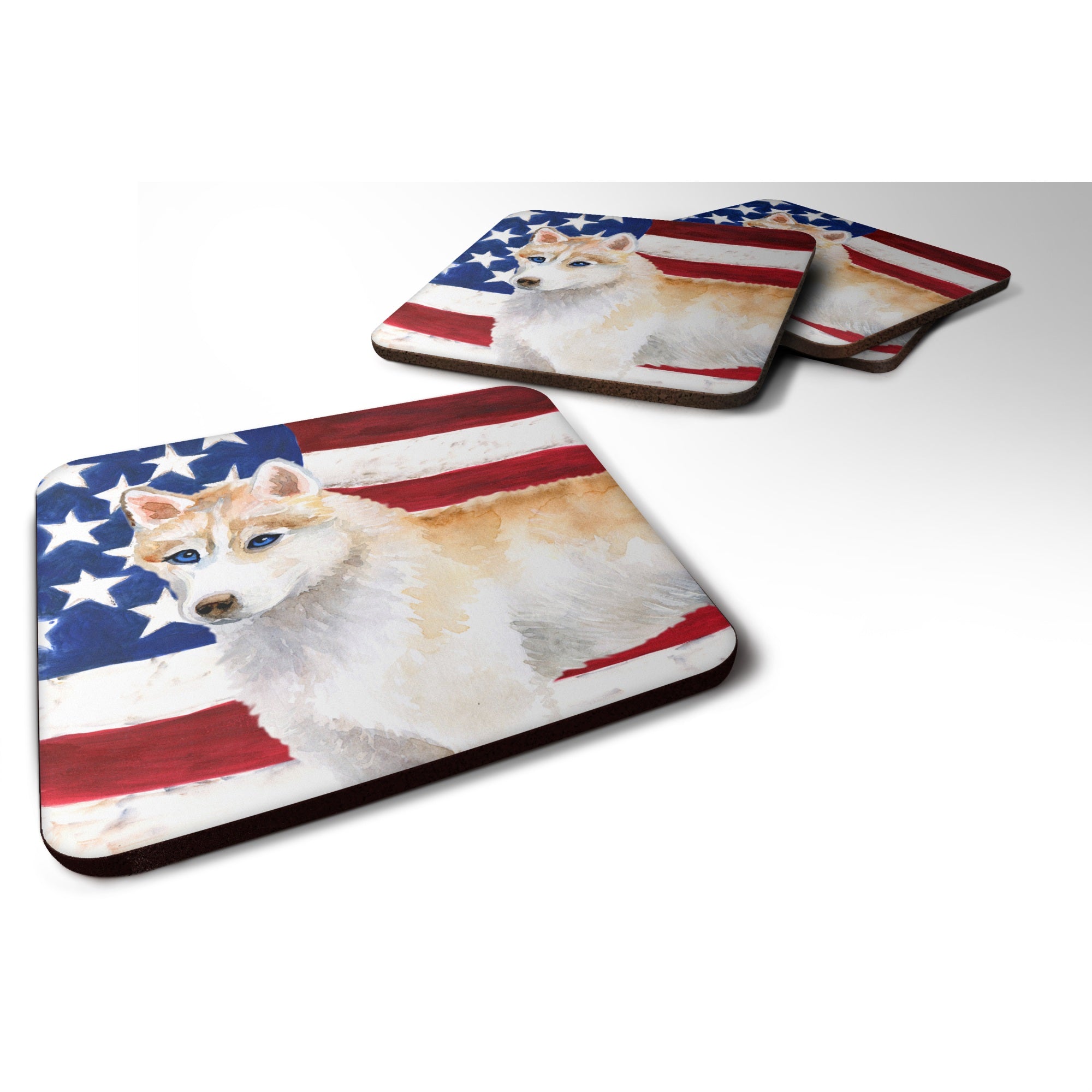 'Caroline'S Treasures Siberian Husky Patriotic Decorative Coasters, Multicolor''