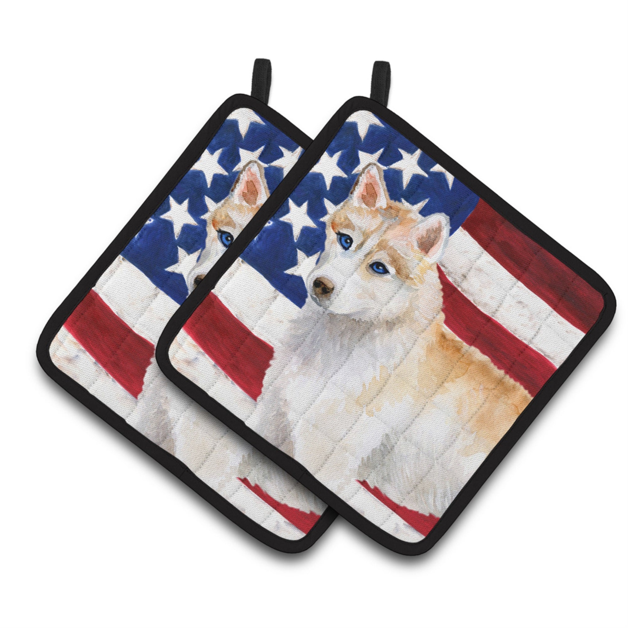 'Caroline'S Treasures Siberian Husky Patriotic Decorated Pot Holder, 7.5H X 7.5W, Usa American Flag''