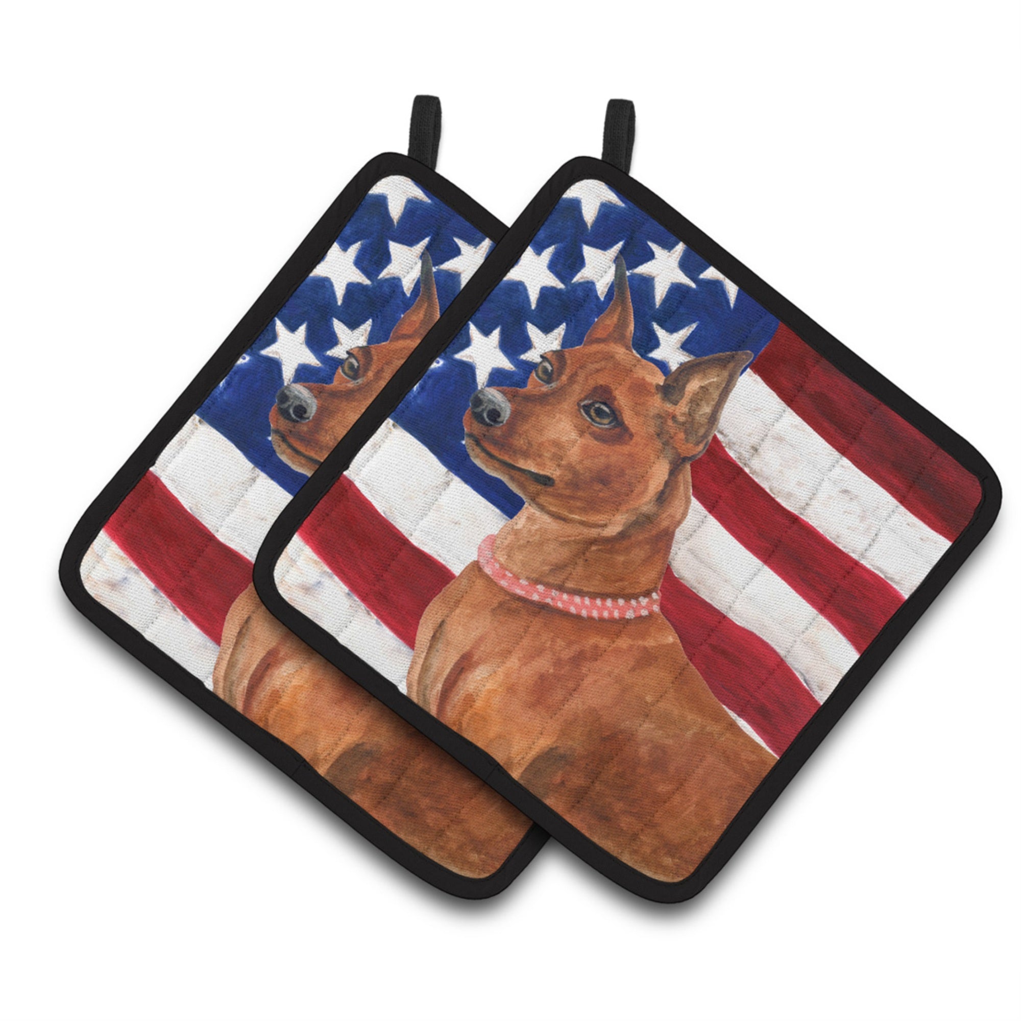 'Caroline'S Treasures Miniature Pinscher Patriotic Decorated Pot Holder, 7.5H X 7.5W, Usa American Flag''