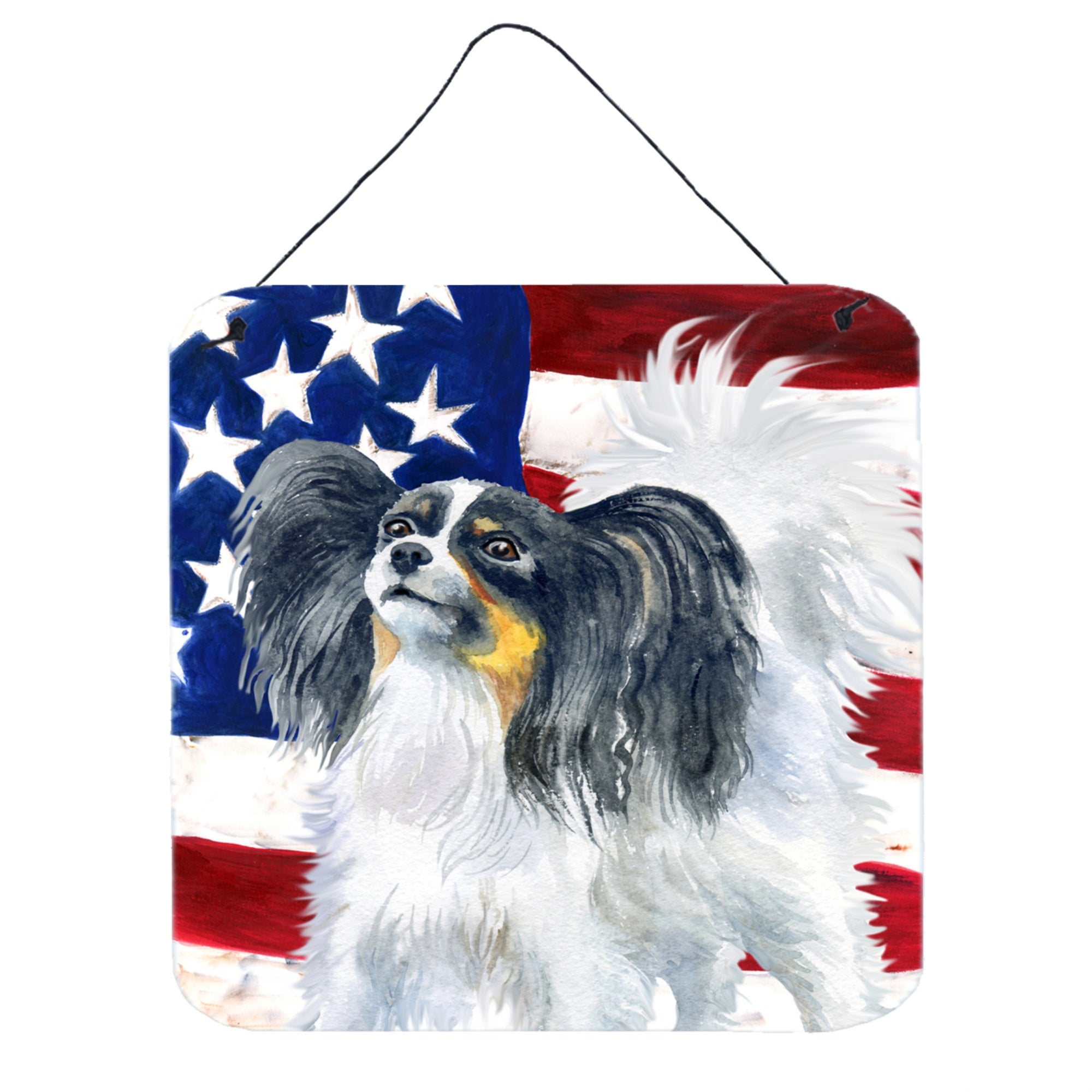 'Caroline'S Treasures Papillon Patriotic Metal Print, 6H X 6W, Usa American Flag''