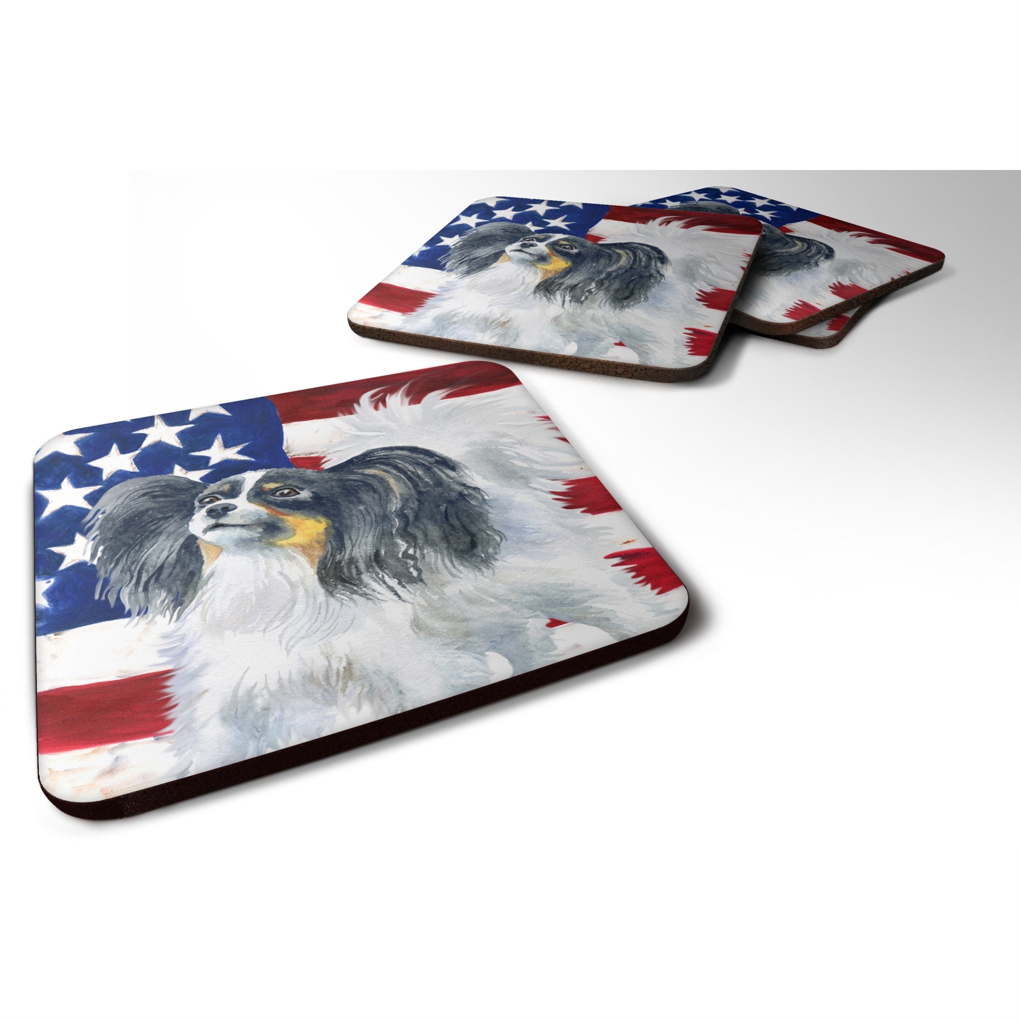 'Caroline'S Treasures Papillon Patriotic Decorative Coasters, Multicolor''