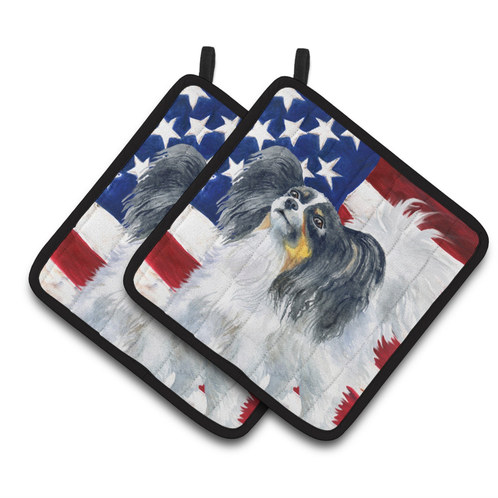 'Caroline'S Treasures Papillon Patriotic Decorated Pot Holder, 7.5H X 7.5W, Usa American Flag''