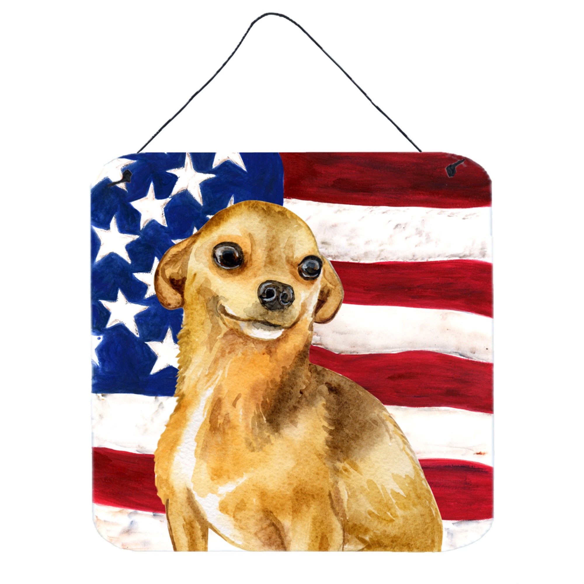 'Caroline'S Treasures Chihuahua Patriotic Metal Print, 6H X 6W, Usa American Flag''
