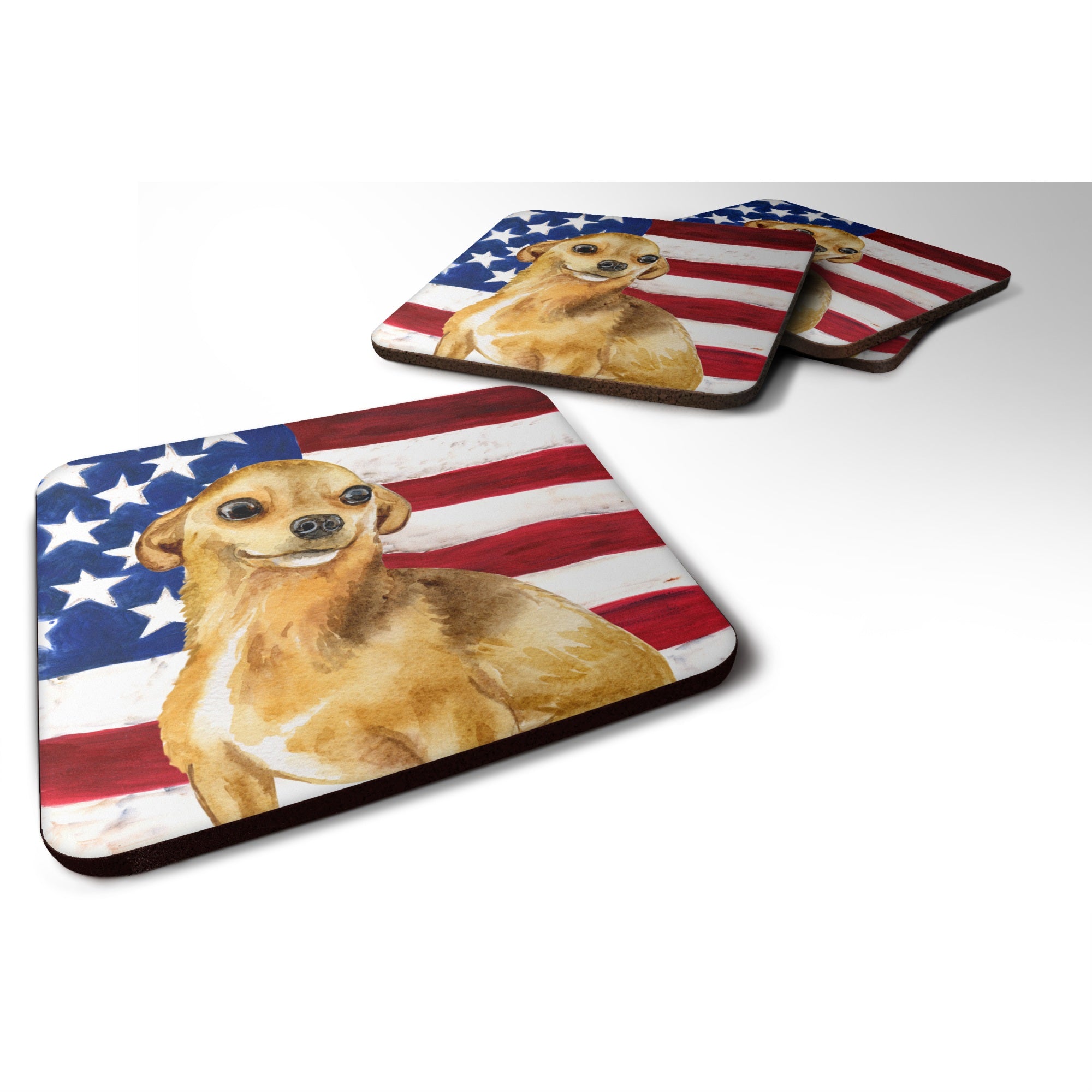 'Caroline'S Treasures Chihuahua Patriotic Decorative Coasters, Multicolor''