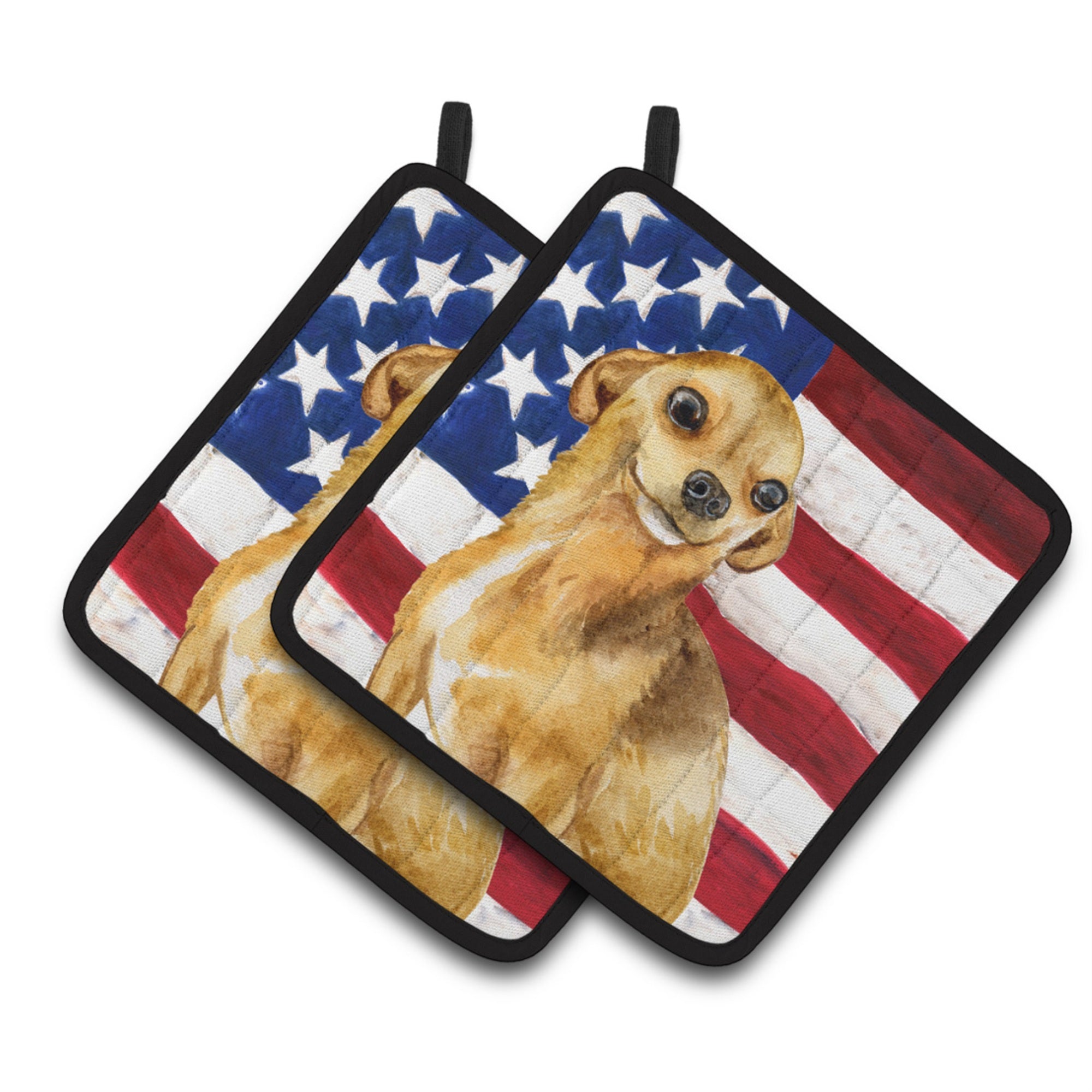 'Caroline'S Treasures Chihuahua Patriotic Decorated Pot Holder, 7.5H X 7.5W, Usa American Flag''