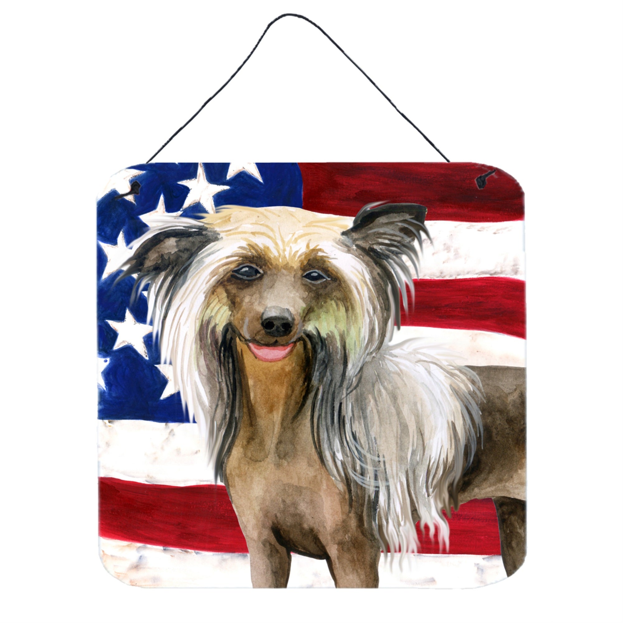 'Caroline'S Treasures Chinese Crested Patriotic Metal Print, 6H X 6W, Usa American Flag''