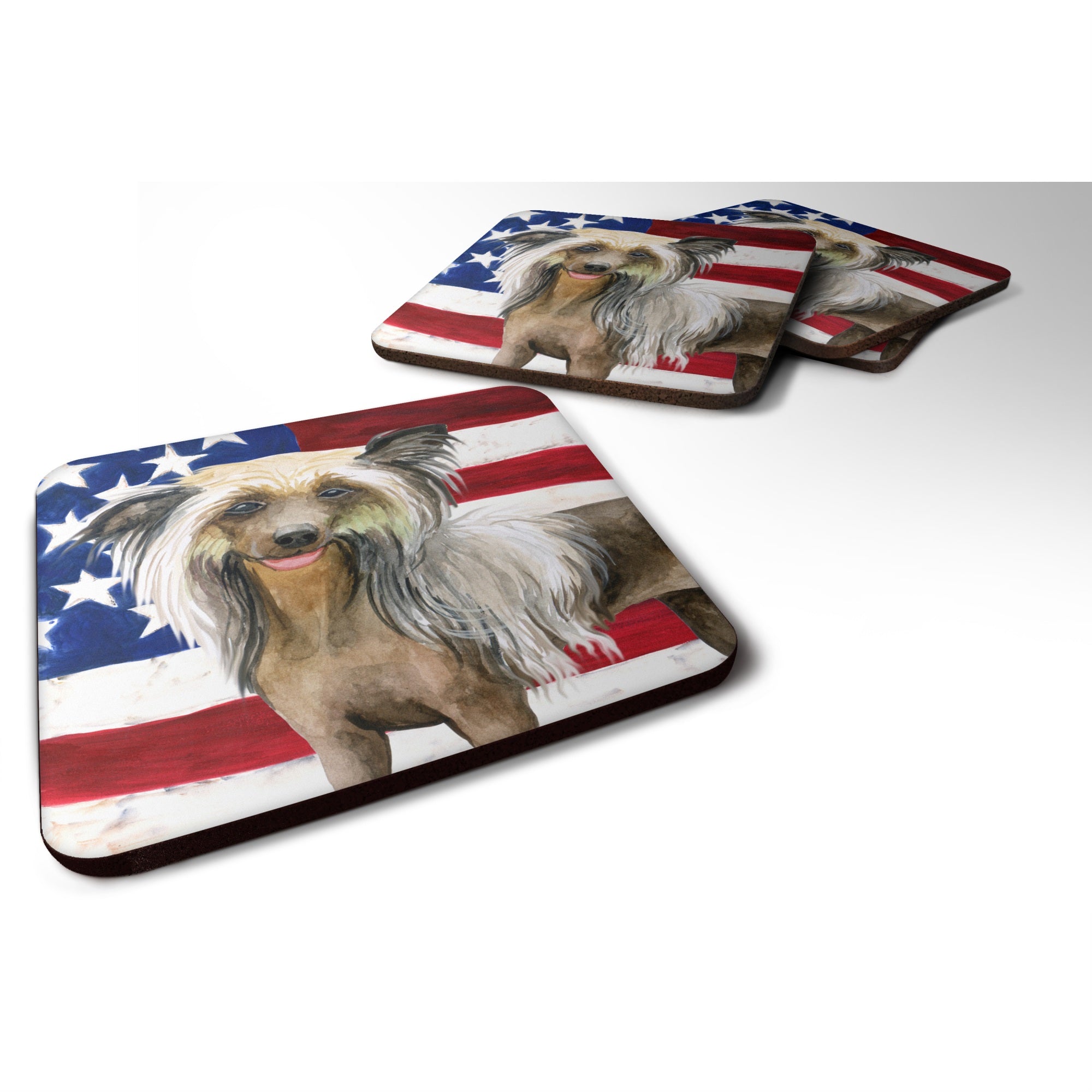 'Caroline'S Treasures Chinese Crested Patriotic Decorative Coasters, Multicolor''