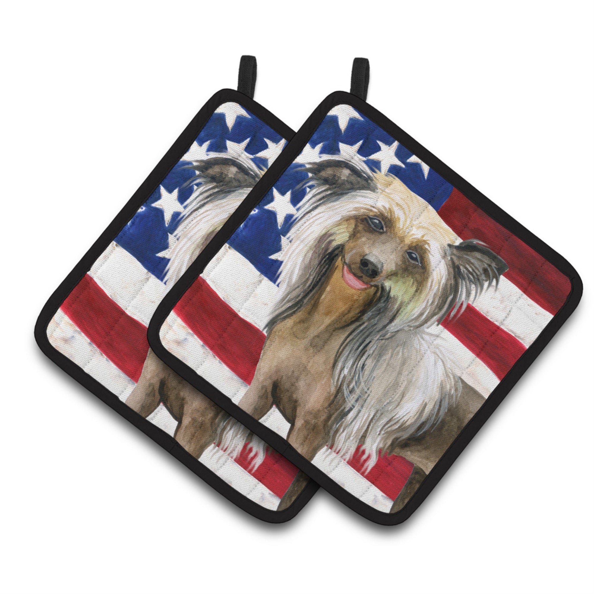 'Caroline'S Treasures Chinese Crested Patriotic Decorated Pot Holder, 7.5H X 7.5W, Usa American Flag''