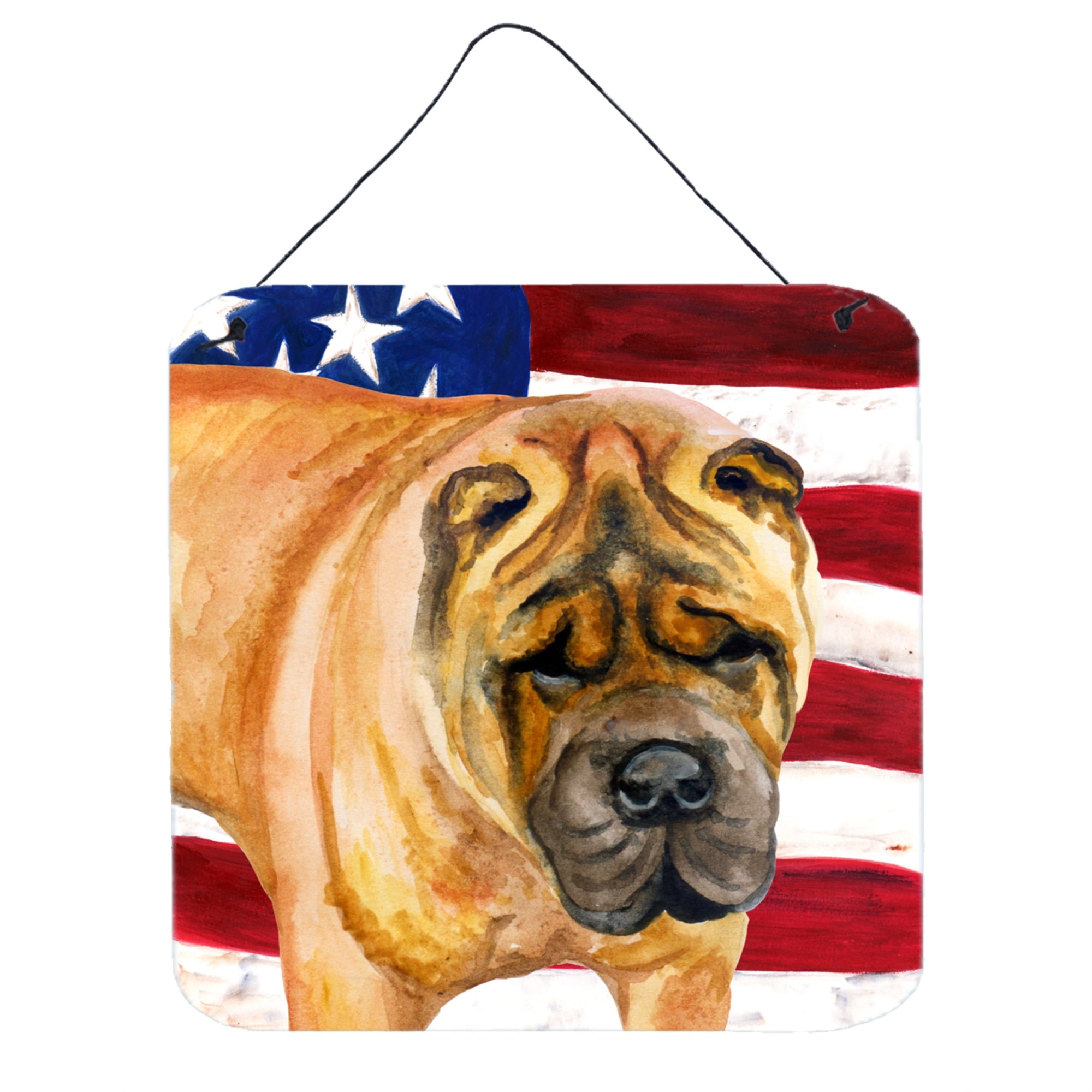 'Caroline'S Treasures Shar Pei Patriotic Metal Print, 6H X 6W, Usa American Flag''