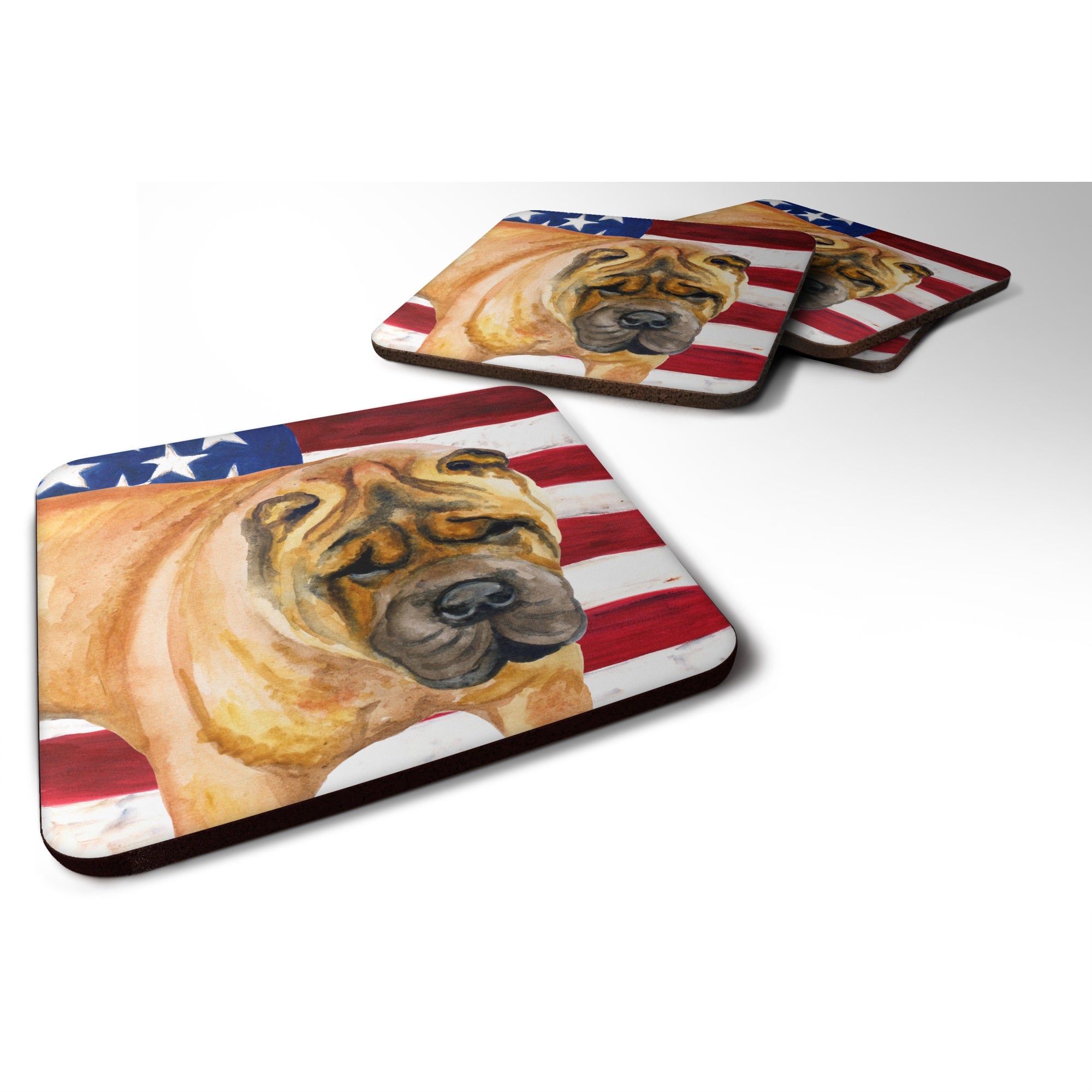 'Caroline'S Treasures Shar Pei Patriotic Decorative Coasters, Multicolor''