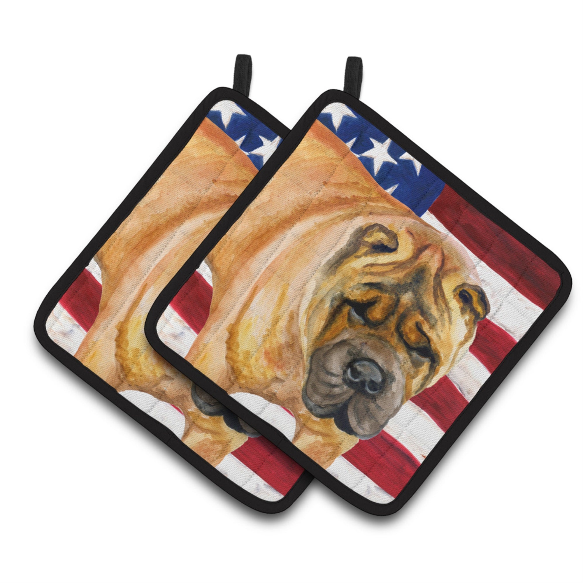 'Caroline'S Treasures Shar Pei Patriotic Decorated Pot Holder, 7.5H X 7.5W, Usa American Flag''