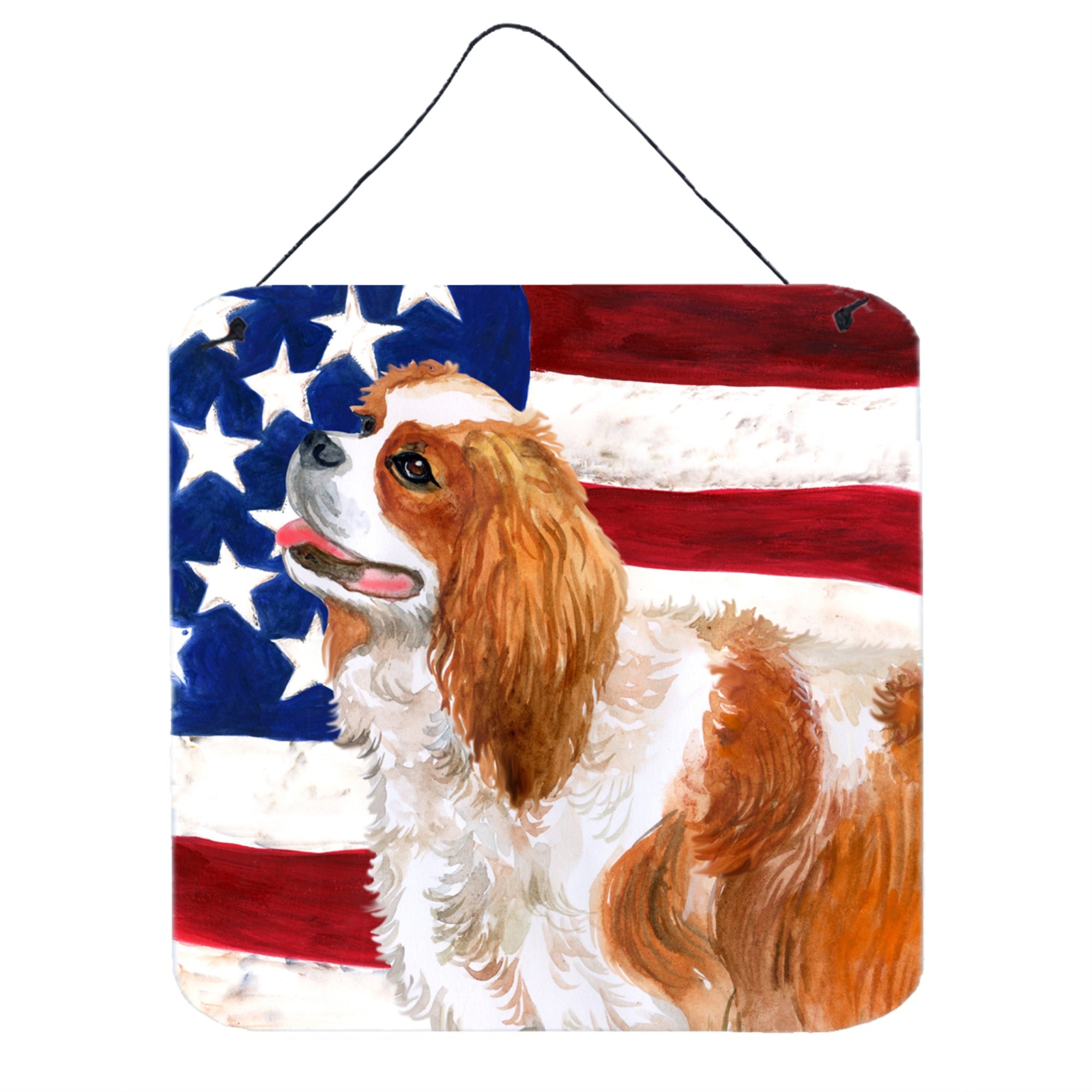 'Caroline'S Treasures Cavalier Spaniel Patriotic Metal Print, 6H X 6W, Usa American Flag''