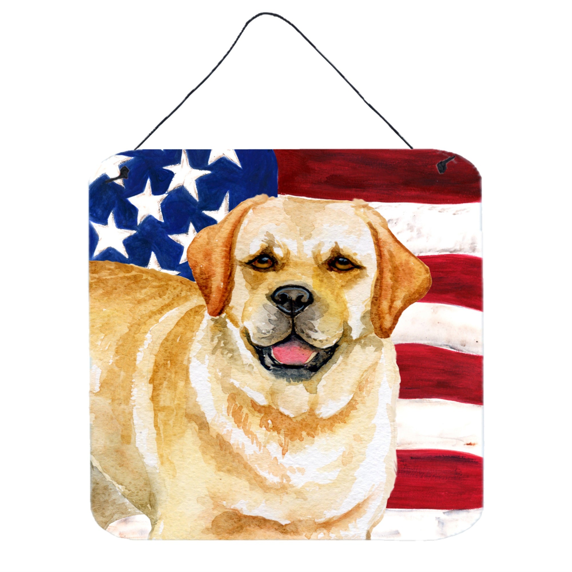 'Caroline'S Treasures Golden Retriever Patriotic Metal Print, 6H X 6W, Usa American Flag''