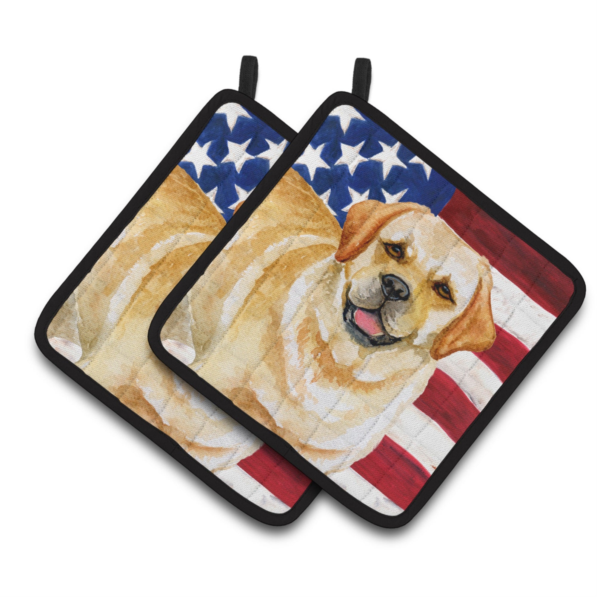 'Caroline'S Treasures Golden Retriever Patriotic Decorated Pot Holder, 7.5H X 7.5W, Usa American Flag''