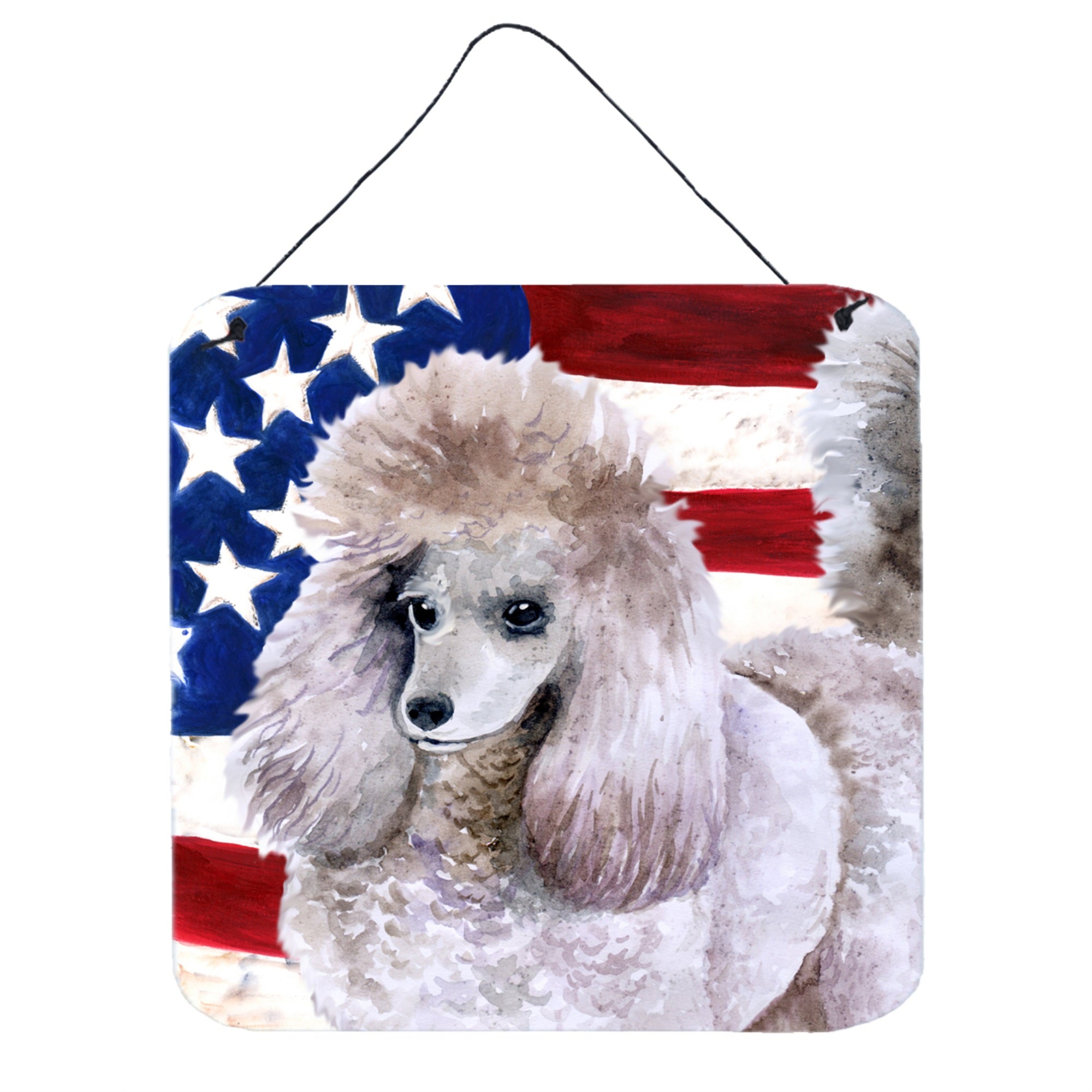 'Caroline'S Treasures Poodle Patriotic Metal Print, 6H X 6W, Usa American Flag''