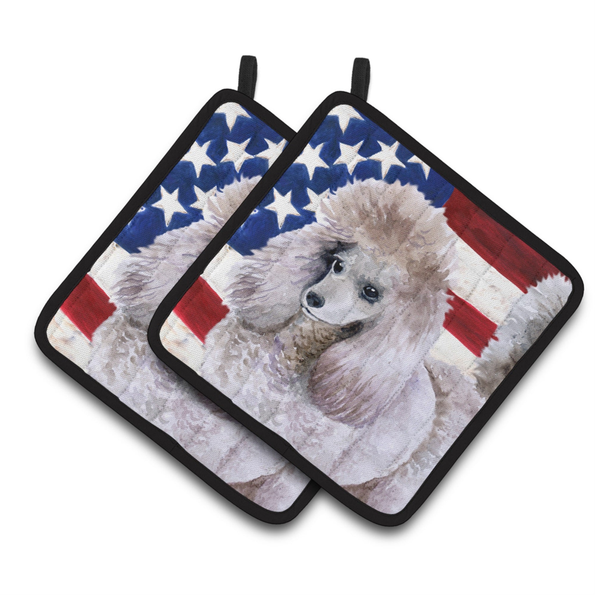 'Caroline'S Treasures Poodle Patriotic Decorated Pot Holder, 7.5H X 7.5W, Usa American Flag''