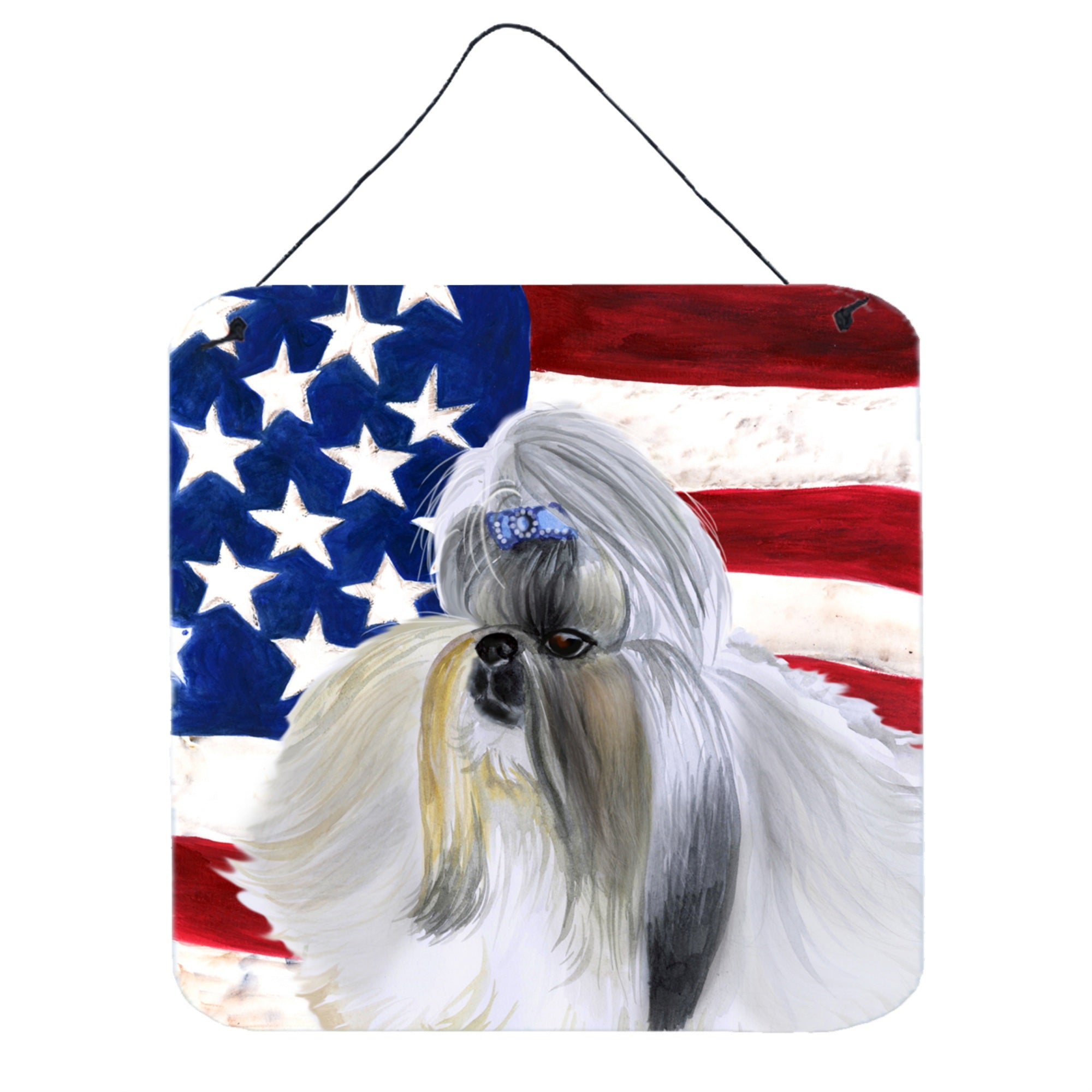 'Caroline'S Treasures Shih Tzu Patriotic Metal Print, 6H X 6W, Usa American Flag''