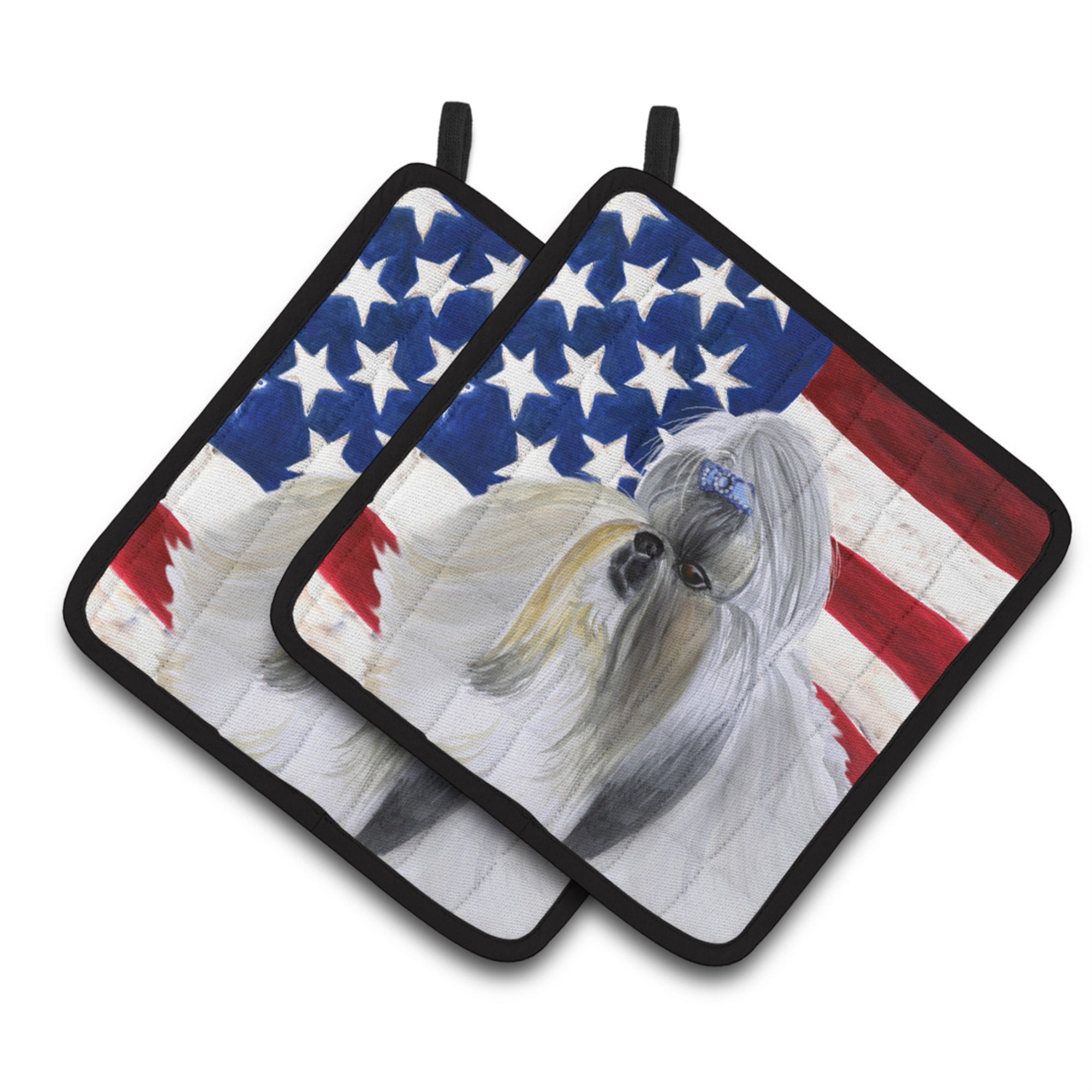'Caroline'S Treasures Shih Tzu Patriotic Decorated Pot Holder, 7.5H X 7.5W, Usa American Flag''